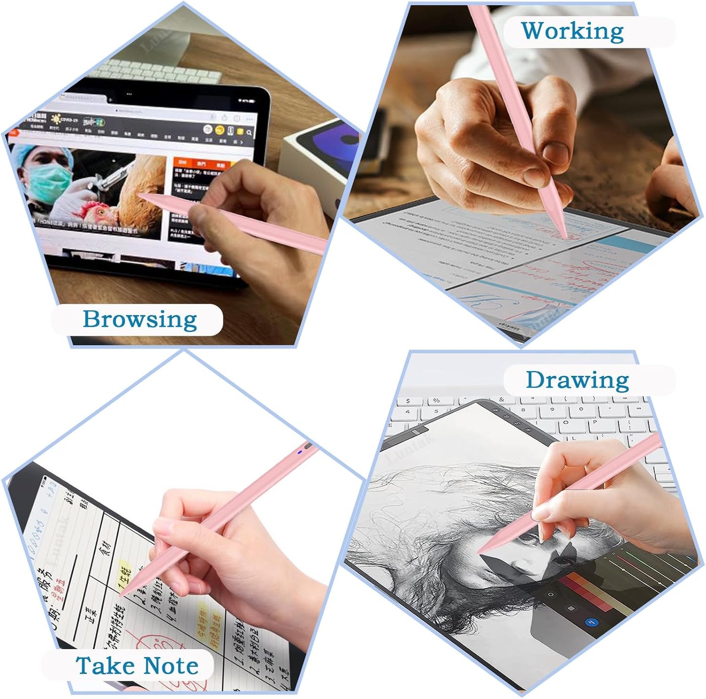 Universal Magnetic Stylus Pen for iOS/Android,Rechargeable Touch Screen Pen for Drawing & Writing Tablet Stylus with POM Tip for iPhone/Samsung/XiaoMi/Huawei/Vivo/Lenovo and Other Android device -Pink