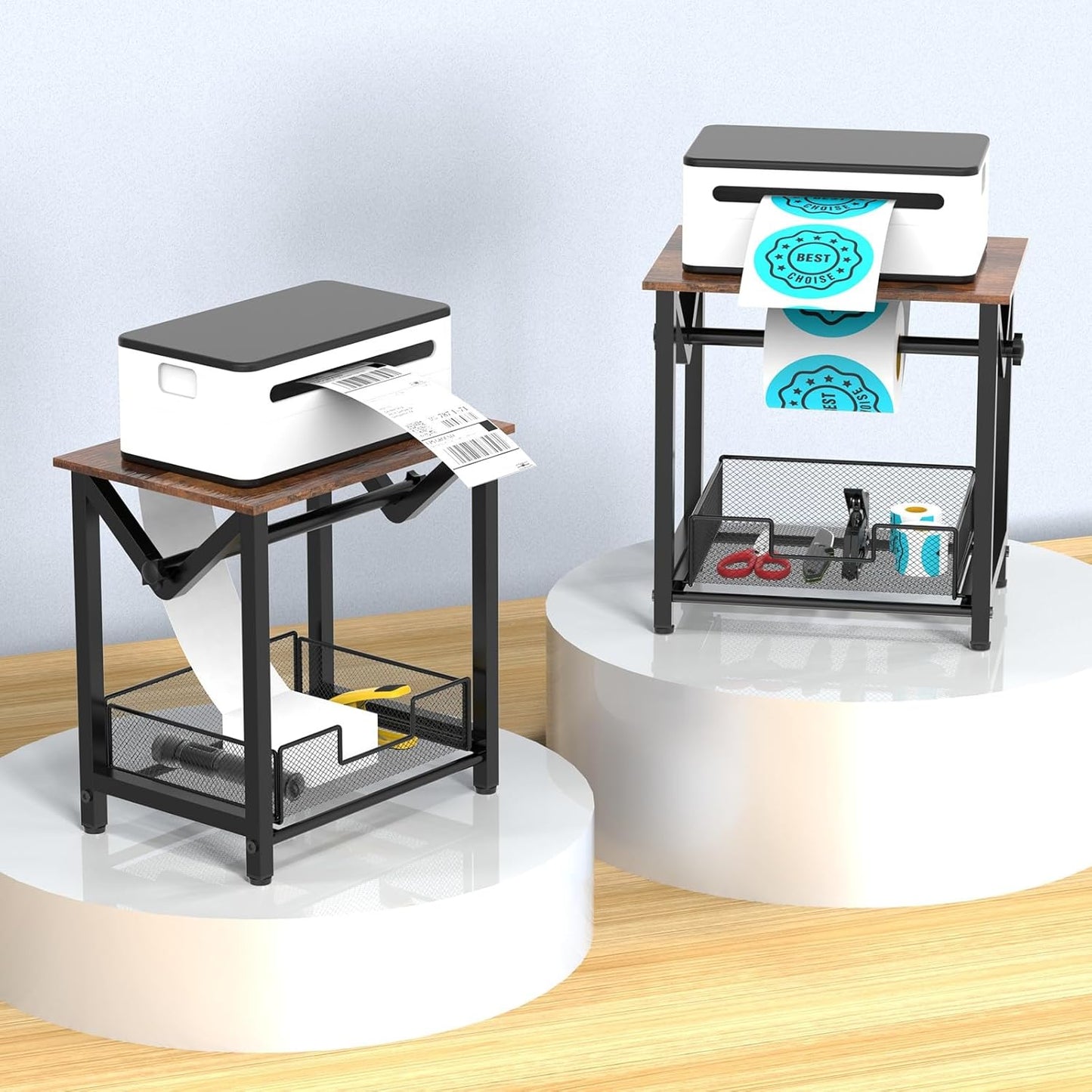 Label Holder for Rolls and Fan-Fold Labels, Thermal Sticker Holder for Desktop Thermal Printer, Shipping Label Stand Desktop Label Printer Accessory Supplies for Home, Office, Small Business