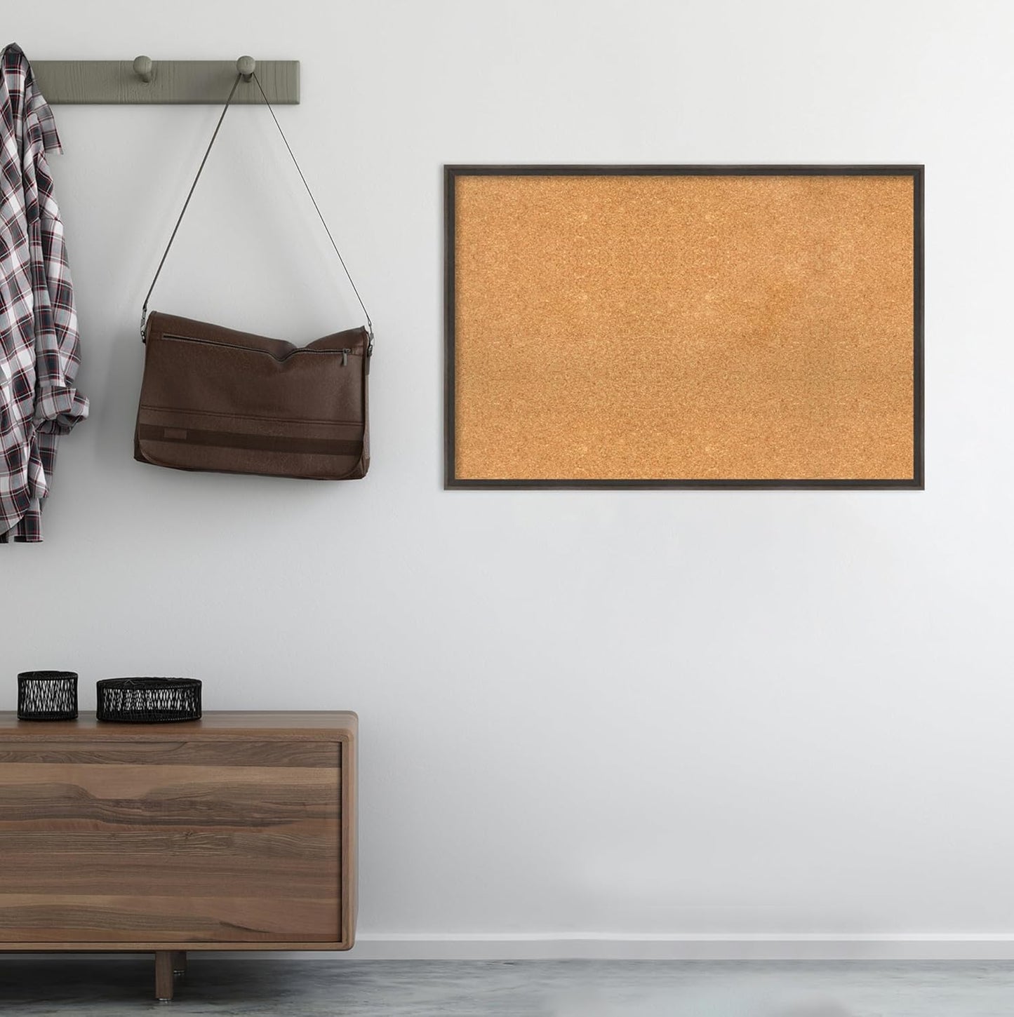 Amanti Art Natural Cork Board for Wall, 25x37 Vision Board with Brown Wood Frame, Large Corkboard Office Decor for Home Organization, Casual Corkboard Pinboard to display items for home organization