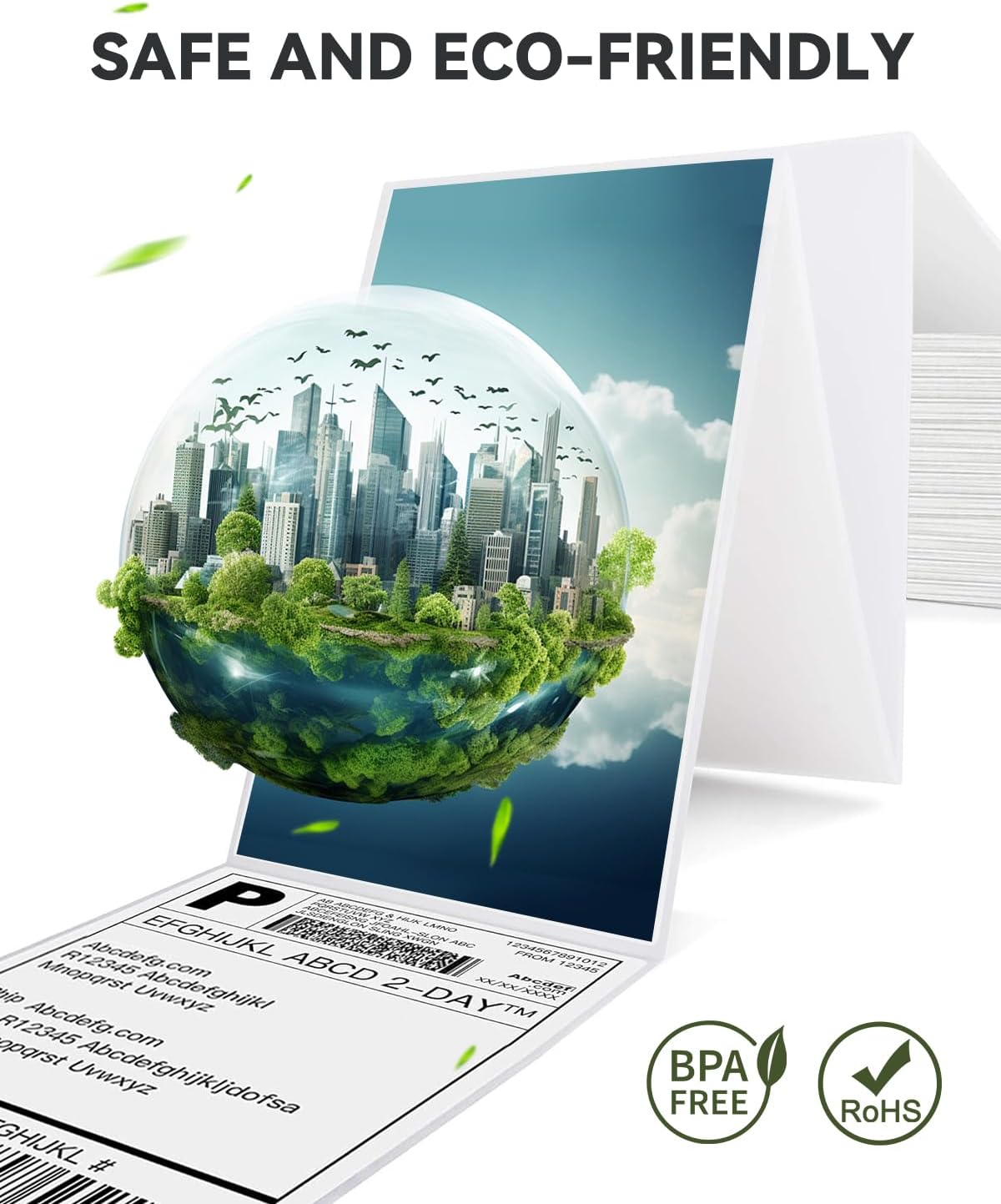 4x6 Thermal Paper, Pack of 500 Fanfold Shipping Labels with Perforated Line, Compatible with Thermal Label Printer, Commercial Grade Mailing Labels