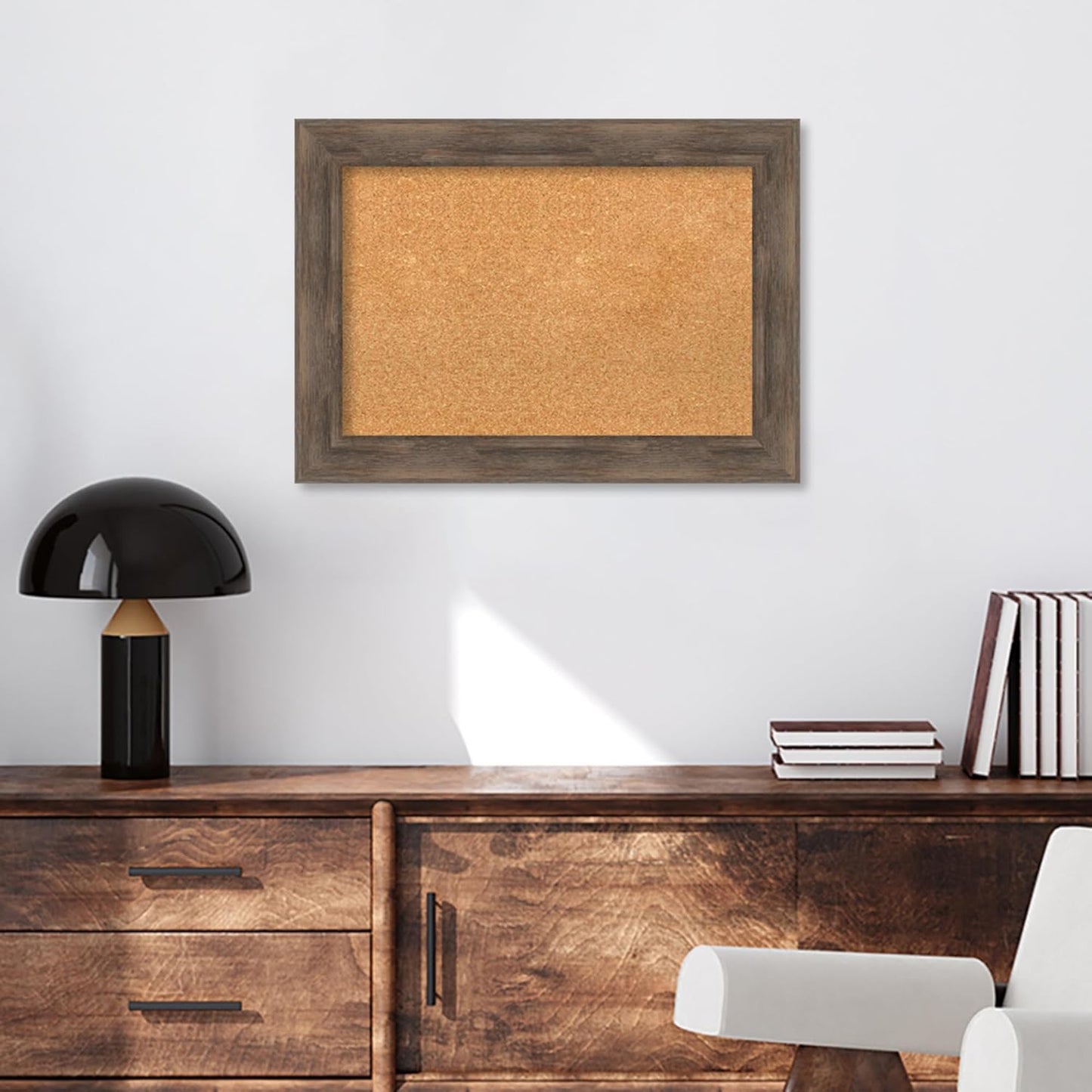 Amanti Art Natural Cork Board for Wall, 21x29 Vision Board with Brown Wood Frame, Medium Corkboard Office Decor for Home Organization, Country Rustic Corkboard Pinboard to Display Items for Home