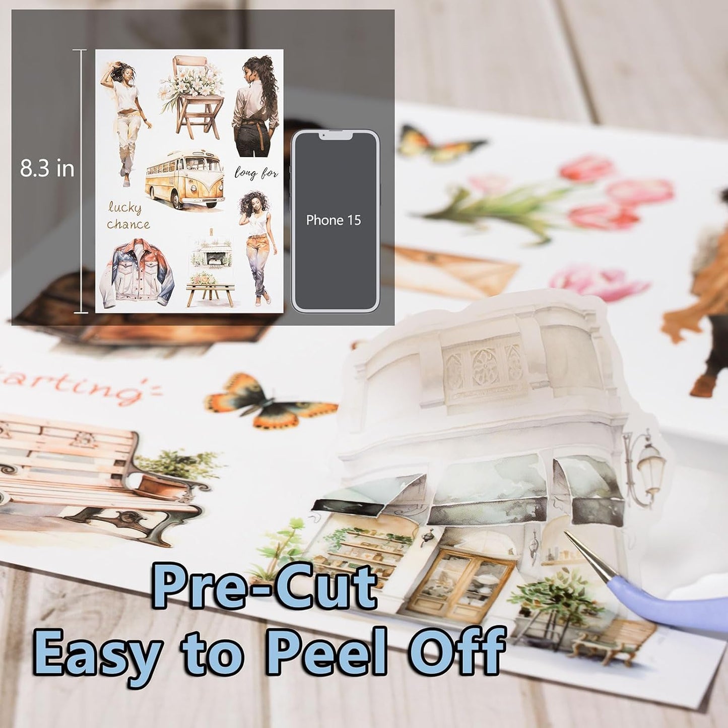 YagCu Journal Sticker Book for Journaling, Women House Junk Journal Stickers, Pre-Cut Aesthetic Scrapbooking for Adults, Decorative Ephemera Bullet Planner DIY Arts Craft Collage