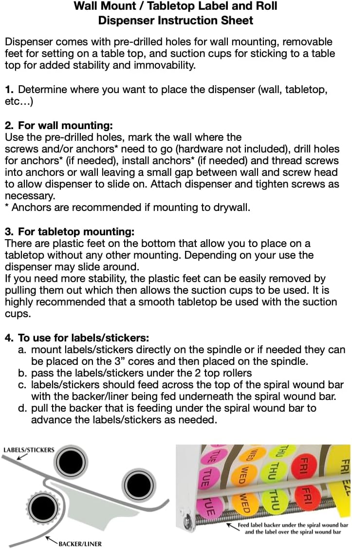 Wall Mount Label Dispenser (3") - Sticker Roll Dispenser - Table Top - Label Holder - Stamp Roll Dispenser - Sticker Stand - Thermal Label Holder - Heavy-Duty All Steel