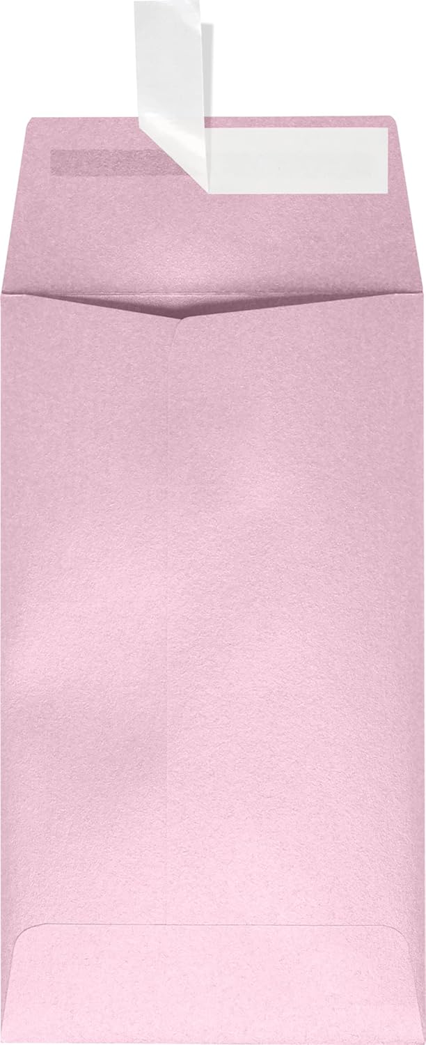 LUXPaper #5 1/2 Coin Envelopes | Peel & Press | 3 1/8" x 5 1/2" | Rose Quartz Metallic | 81lb. Text | 250 Qty