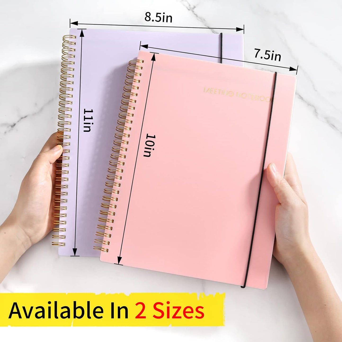 SUNEE Meeting Notebook for Work with Action Items - 160 Pages, A4 Size Project Planner, Spiral Meeting Agenda/Minutes Notebook Organizer for Women Men, Note Taking, Office & Business, 8.5"x11", Purple
