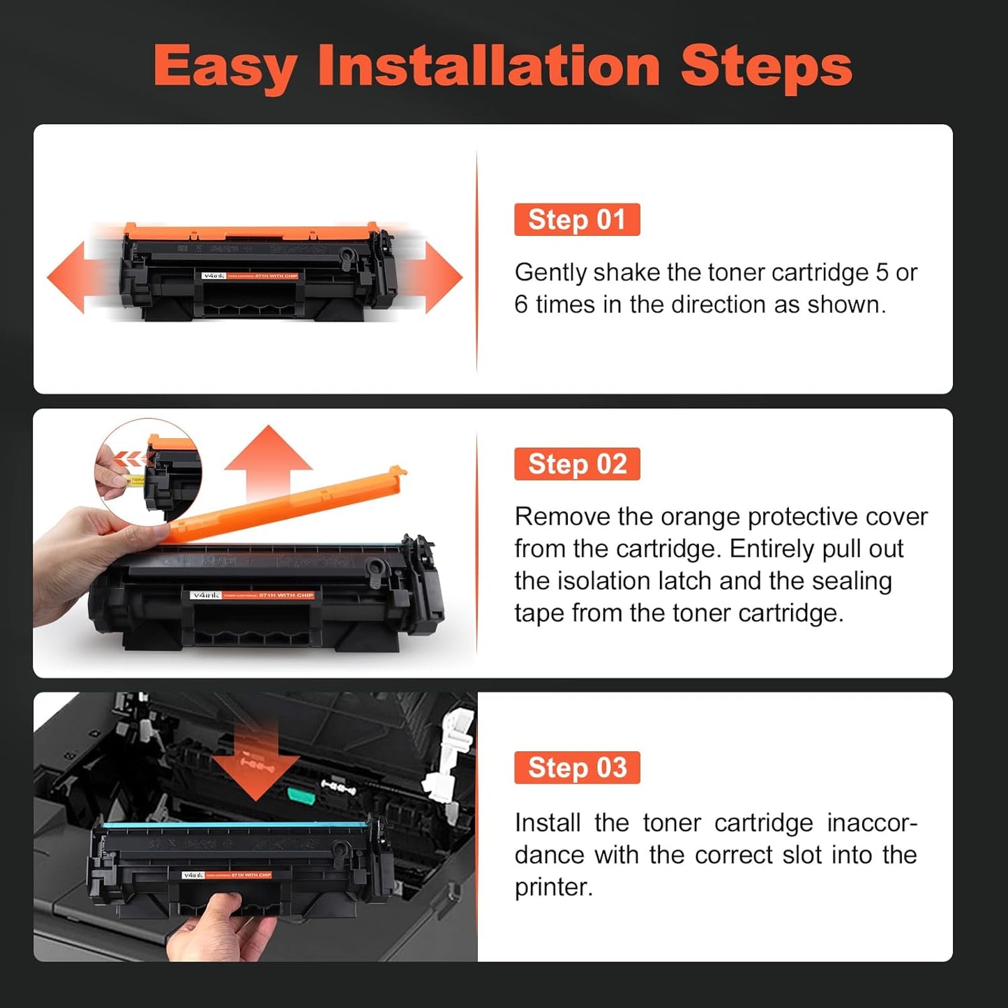 v4ink 071H 071 High Capacity Toner Cartridge Replacement for Canon 071 Black Toner Cartridge for Canon ImageCLASS LBP122dw MF273dw MF272dw MF275dw LBP120 MF270 Printer (Black,2 Pack)