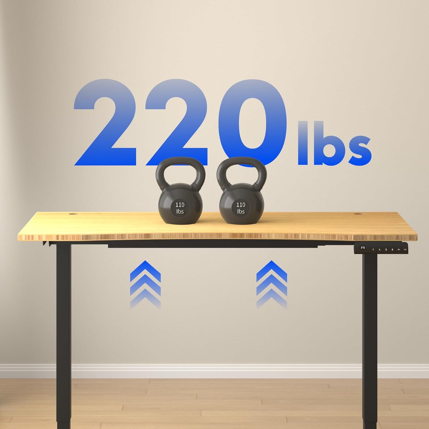 FLEXISPOT E3 Bamboo Dual Motor 72x30 Inch Electric Height Adjustable Standing Desk Whole-Piece Board Desk Sit Stand Up Desk (Black Frame + Bamboo Curved Desktop)