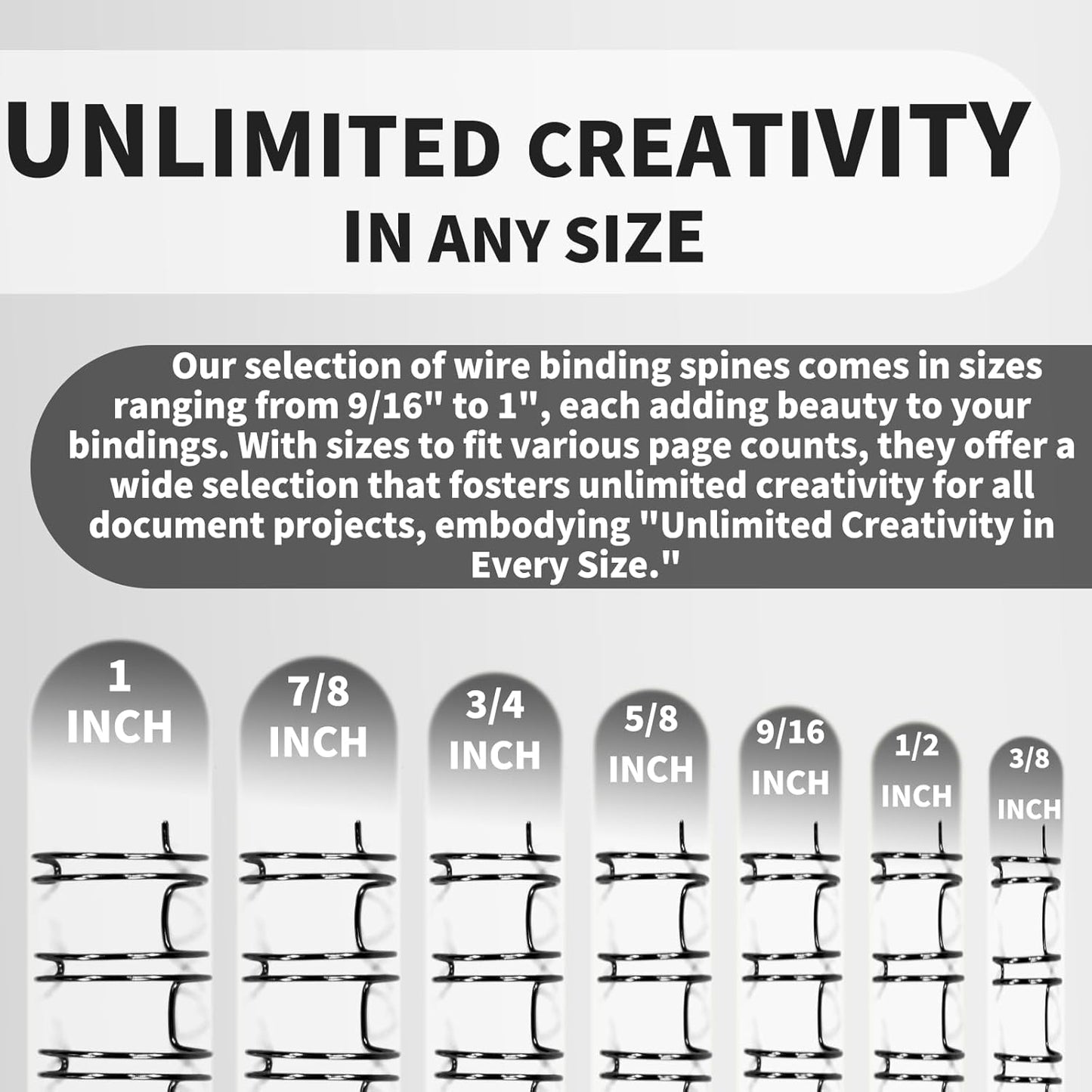 Rayson WR2119BK Wire Binding Spines, 2:1 Pitch Double Loop Binding Wires 3/4 Inch, 21-Loop Wire Ring Pack of 50 with Black