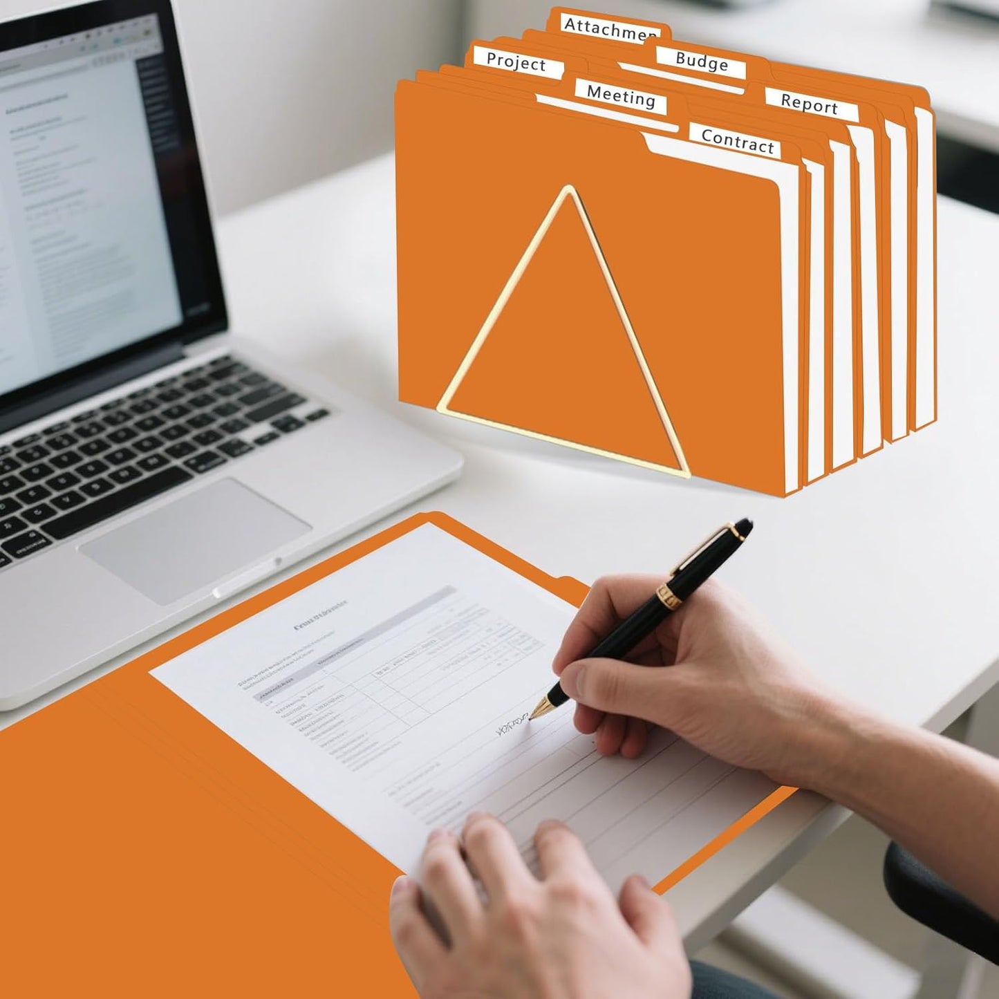 File Folder, HERKKA 120 Pack 1/3 Cut Tab File Folders, File Folders Great for Organizing and Filing, Letter Size, Orange