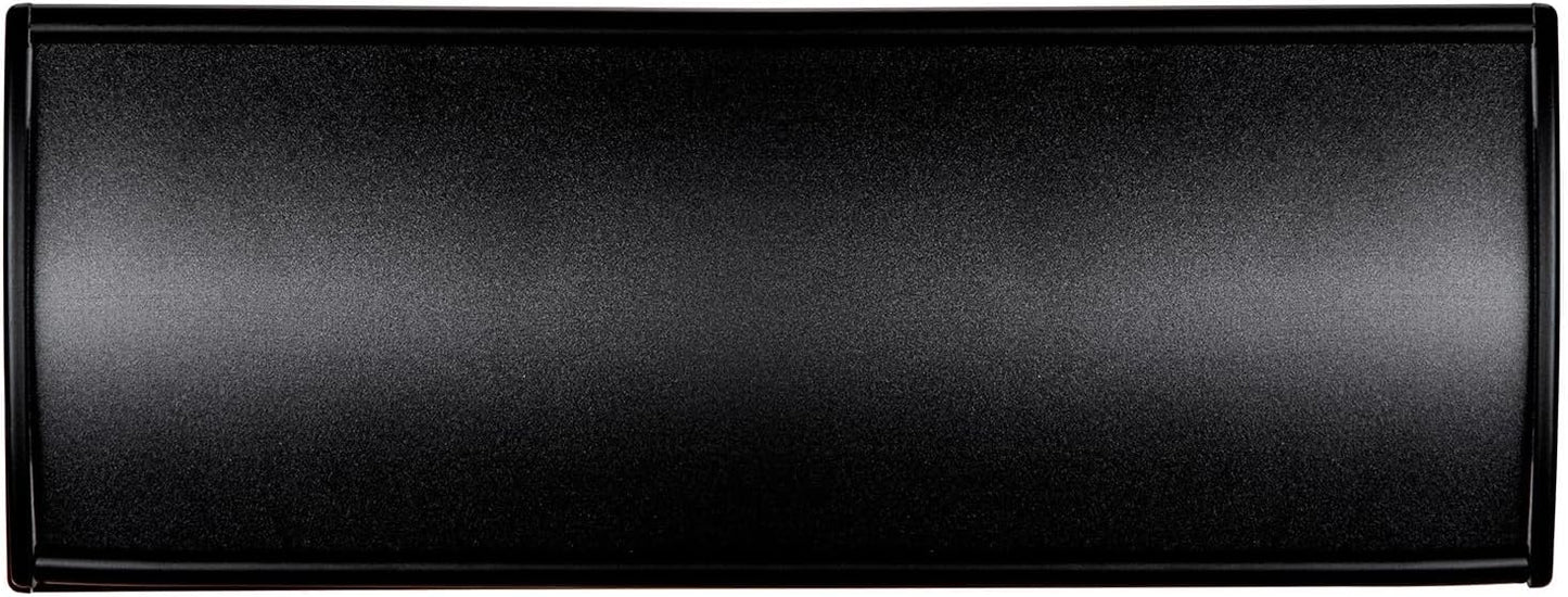 5Pcs Office Name Plates Holder for Doors, 3” X 8” Curved Wall Mount Door Sign Holder, Black Aluminum Sign Holder for Office Wall with Plastic Film and Adhesive Tape