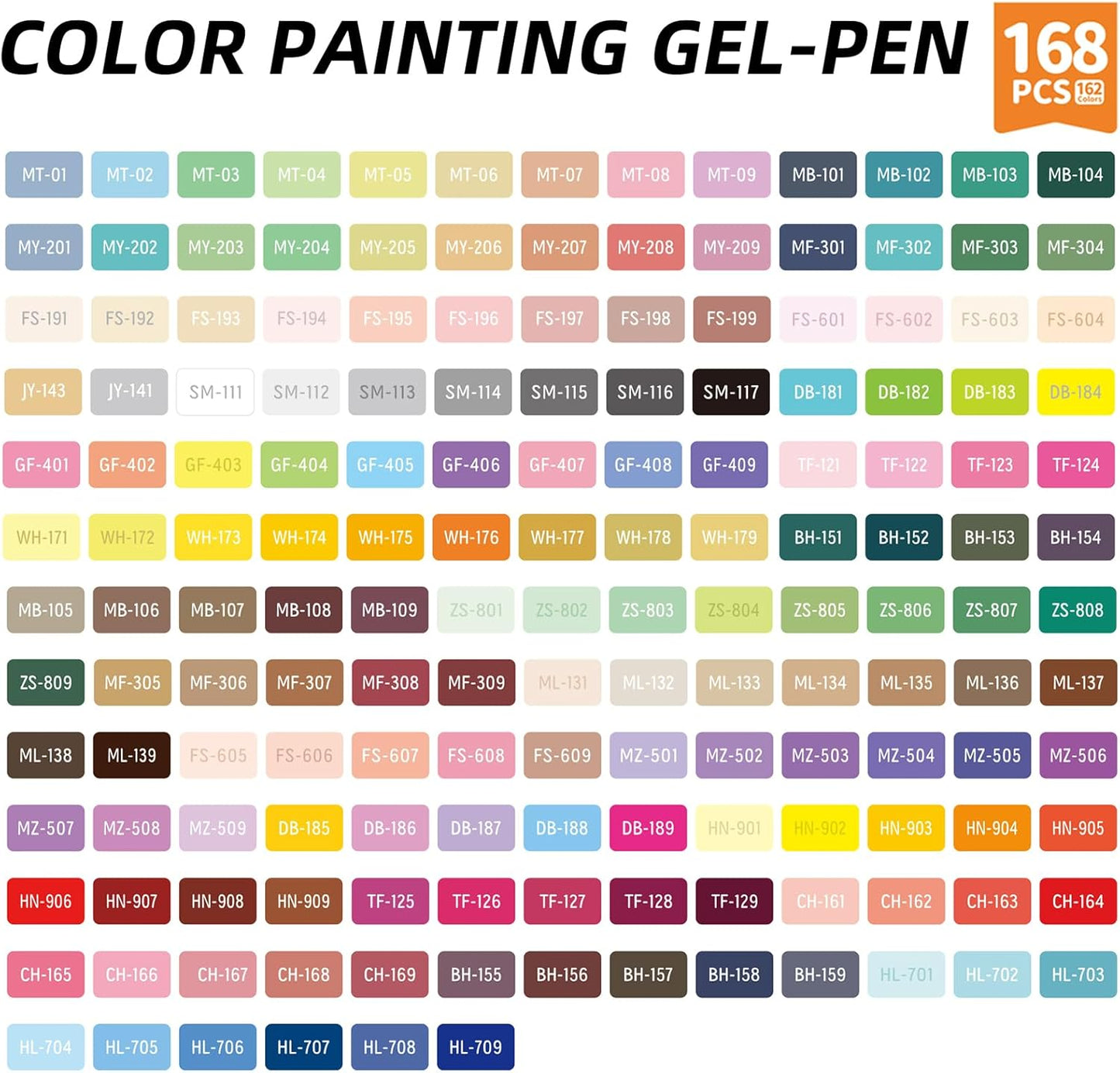 Gel Pens For Coloring, 168 Pack Colored Pens for Black Paper & White Paper, 0.6MM Fine Point Pens for Coloring, Writing, Drawing, Journaling, Note Taking, School, Office, Home