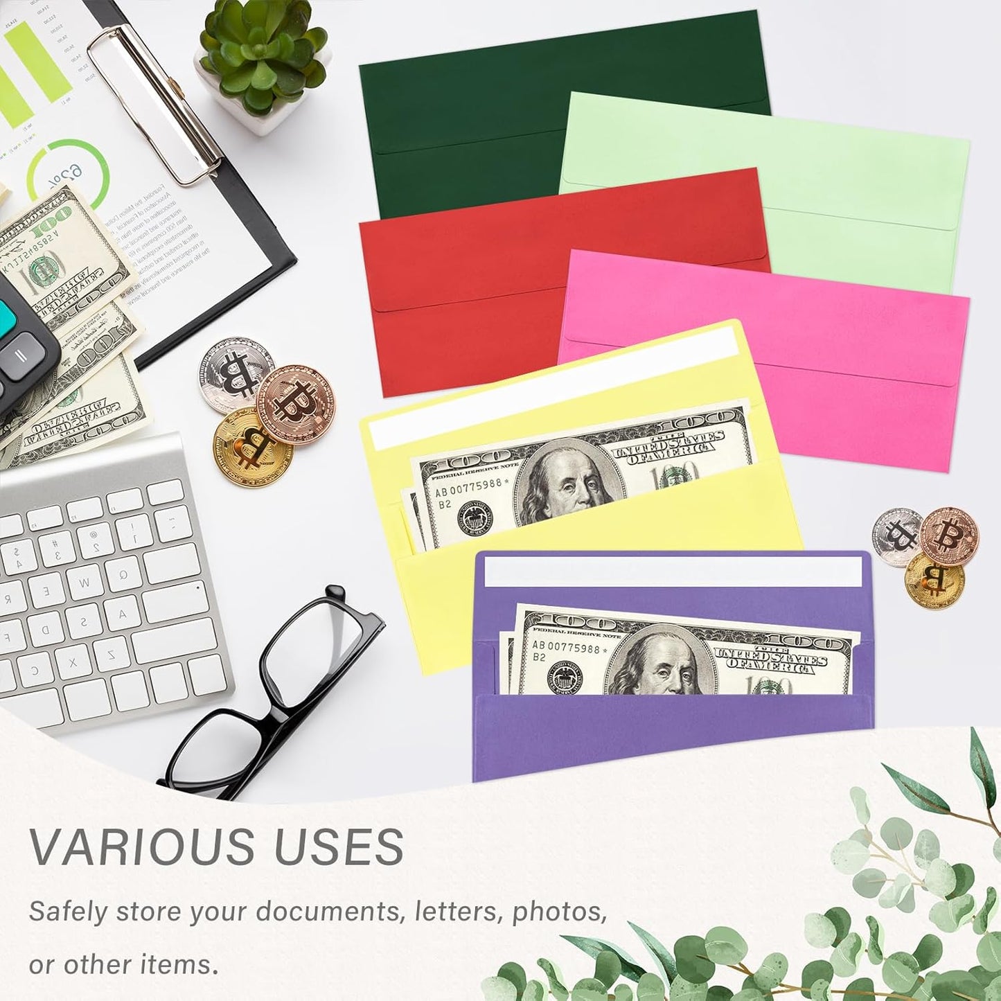 50 Pack #10 Business Envelopes, Self Seal Standard Light Green Envelopes for Secure Business & Legal Mailing, Office, Checks, Letter, Invoices, 4 1/8 x 9 1/2 Inches