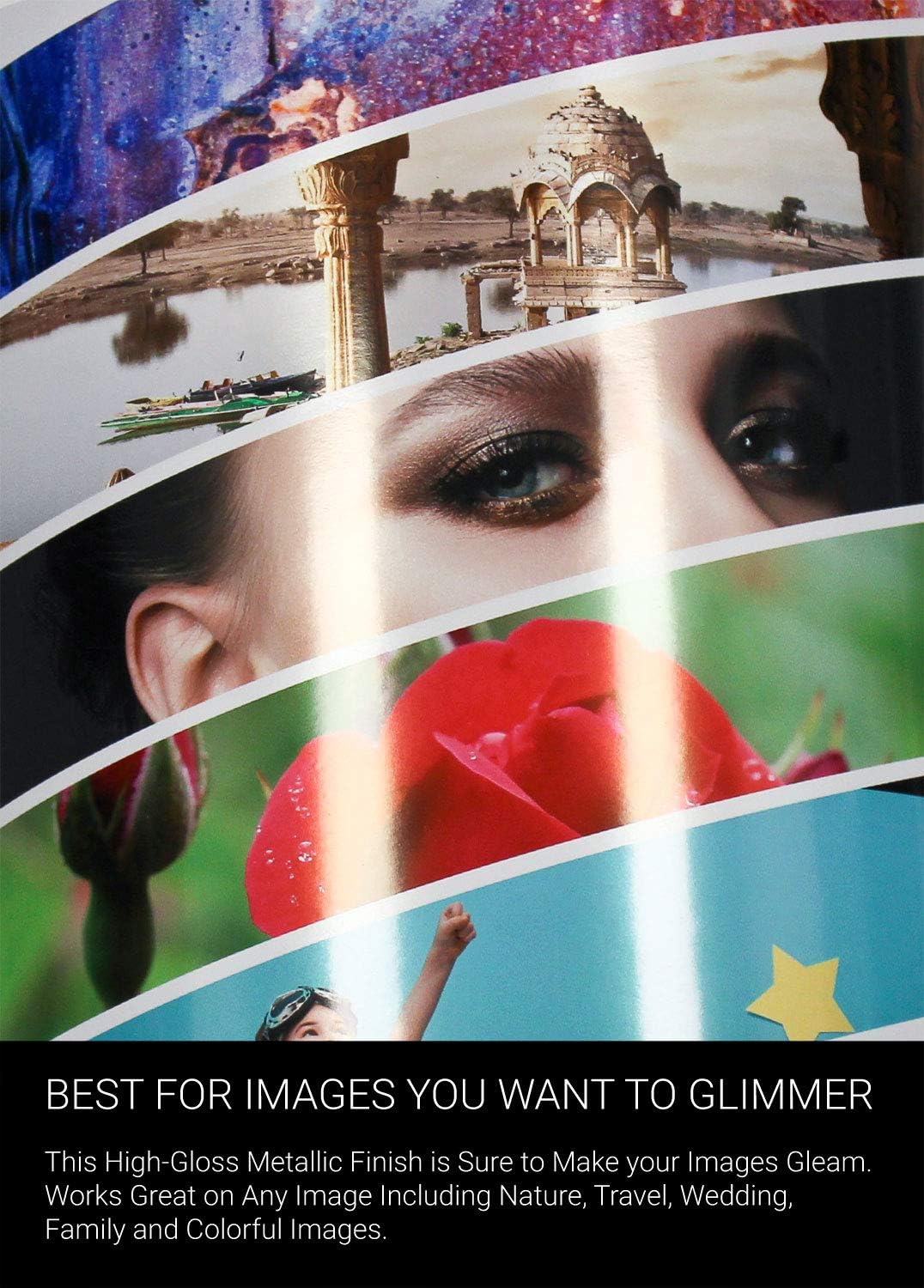 Vibrance Metallic Photo Printer Paper 10 mil 255 gsm Premium Photo Paper Roll 3in Core 44 inches x 100 feet Works with Most Inkjet Printers Including Professional Makes and Models Like Epson Canon HP