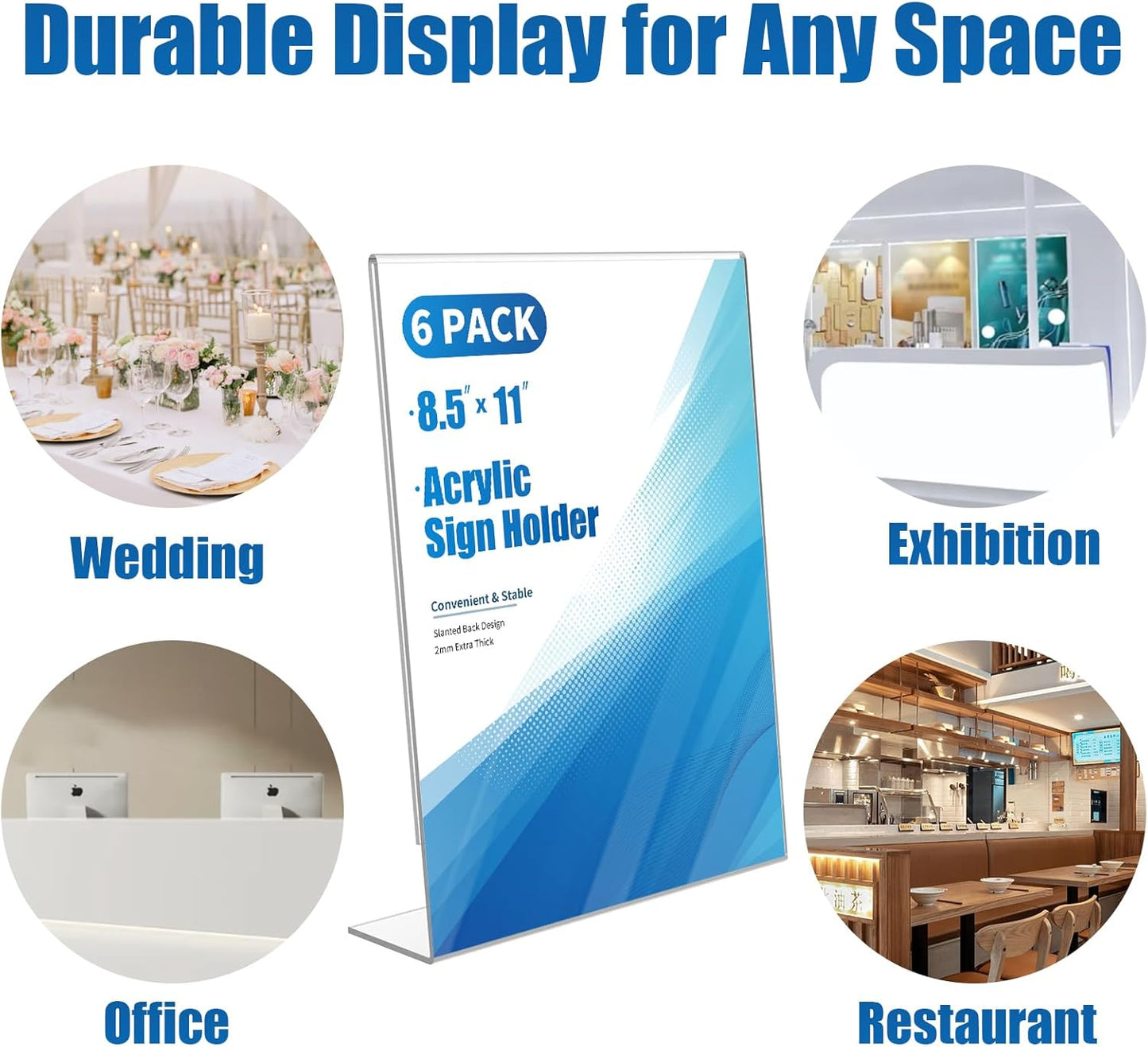 12-pack Acrylic Sign Holder 8.5*11 Standing, Clear Plastic Sign Stand Tabletop Dispaly for Menu, Flyer, Brochure, Picture, Used in Restaurants, Offices, Store and Home, Vendor Booth, School