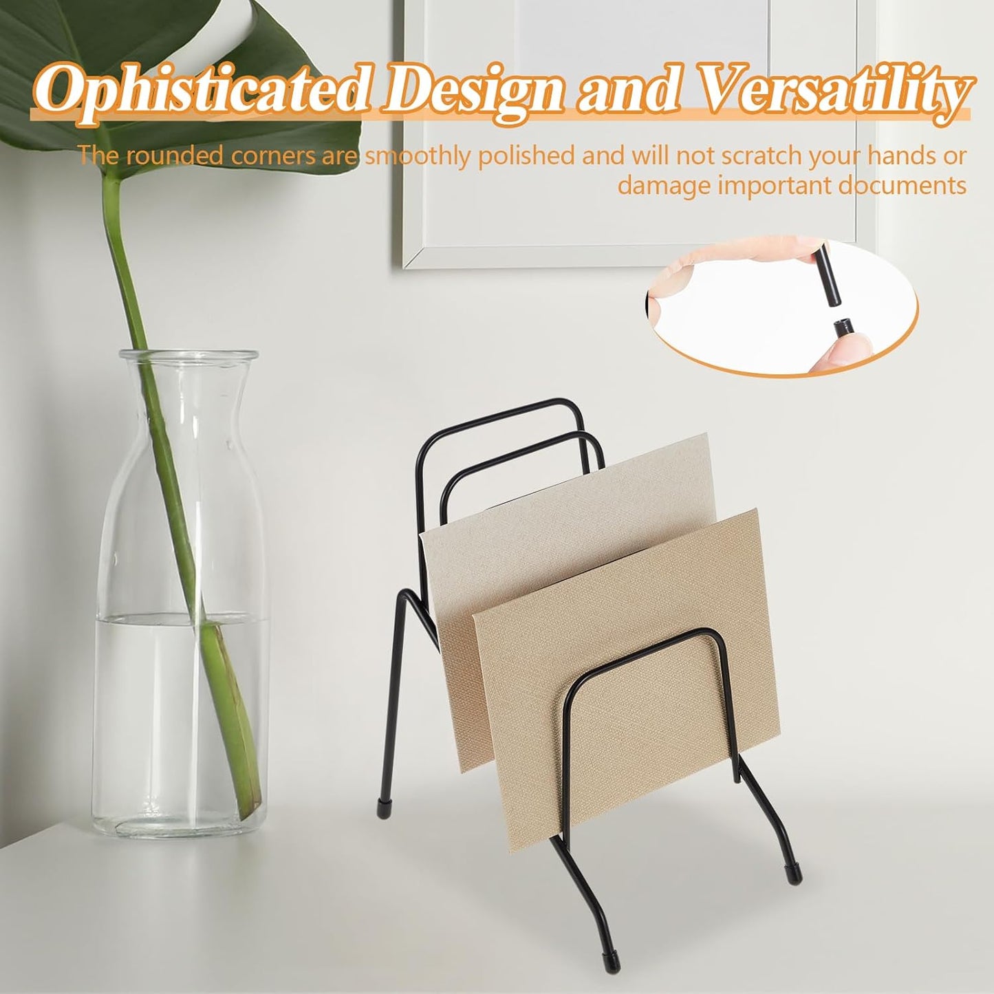 6 Pcs Metal Incline Desk Flip Organizer Rack Small Desktop File Sorter Wire Organizer Vertical Incline File Holder Stand for Mail Paper Book Magazine Filing Office Desk, 6 Sections