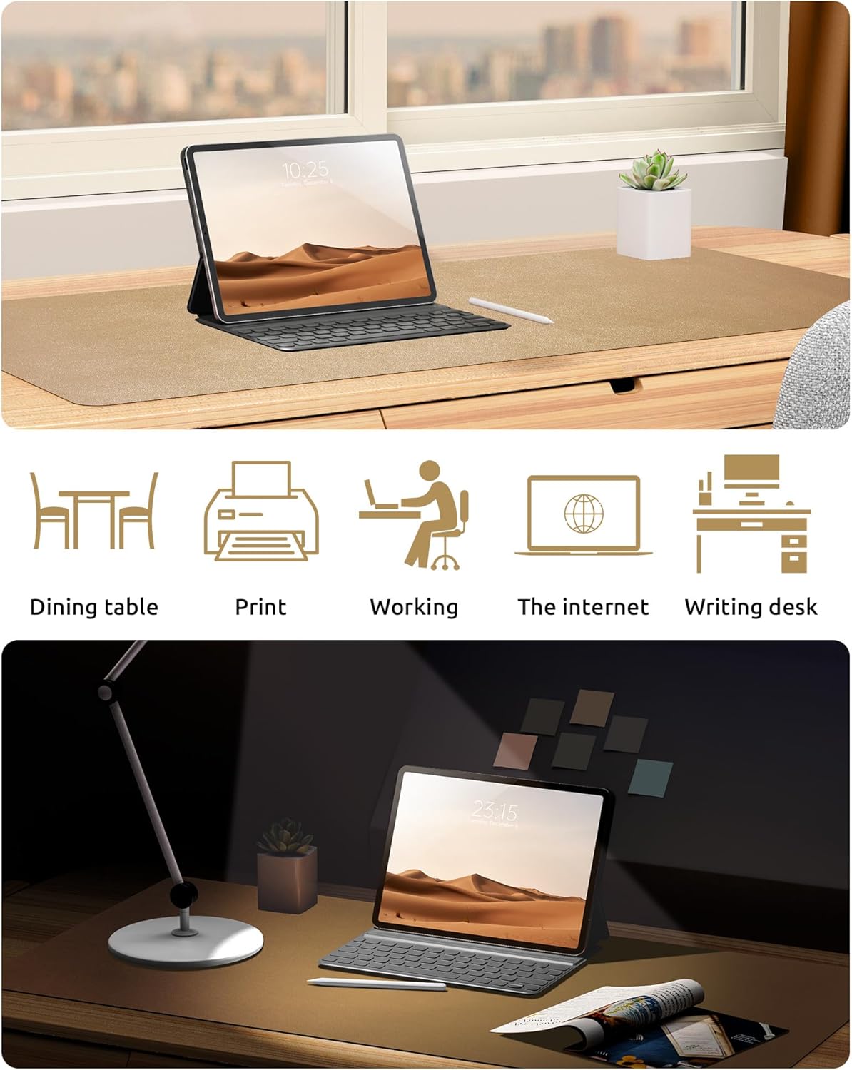 YSAGi Leather Desk Protector, Office Mat, Large Mouse Mat, Non-Slip PU Leather Blotter, Laptop Pad, Waterproof Writing Pad for Office and Home (Bronze, 31.5" x 15.8")