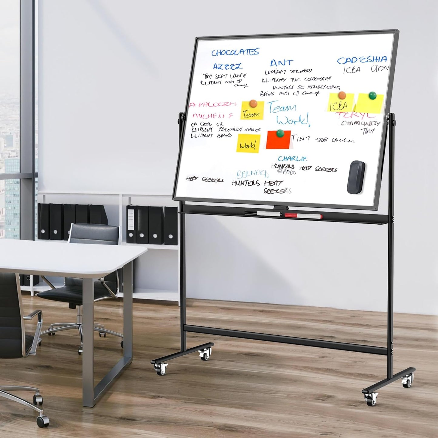 olling Whiteboard/w Height Adjustable, Mifuro 48 x 36 Large Portable Dry Erase Board with Stand and Wheels for Office,Classroom &School, Black