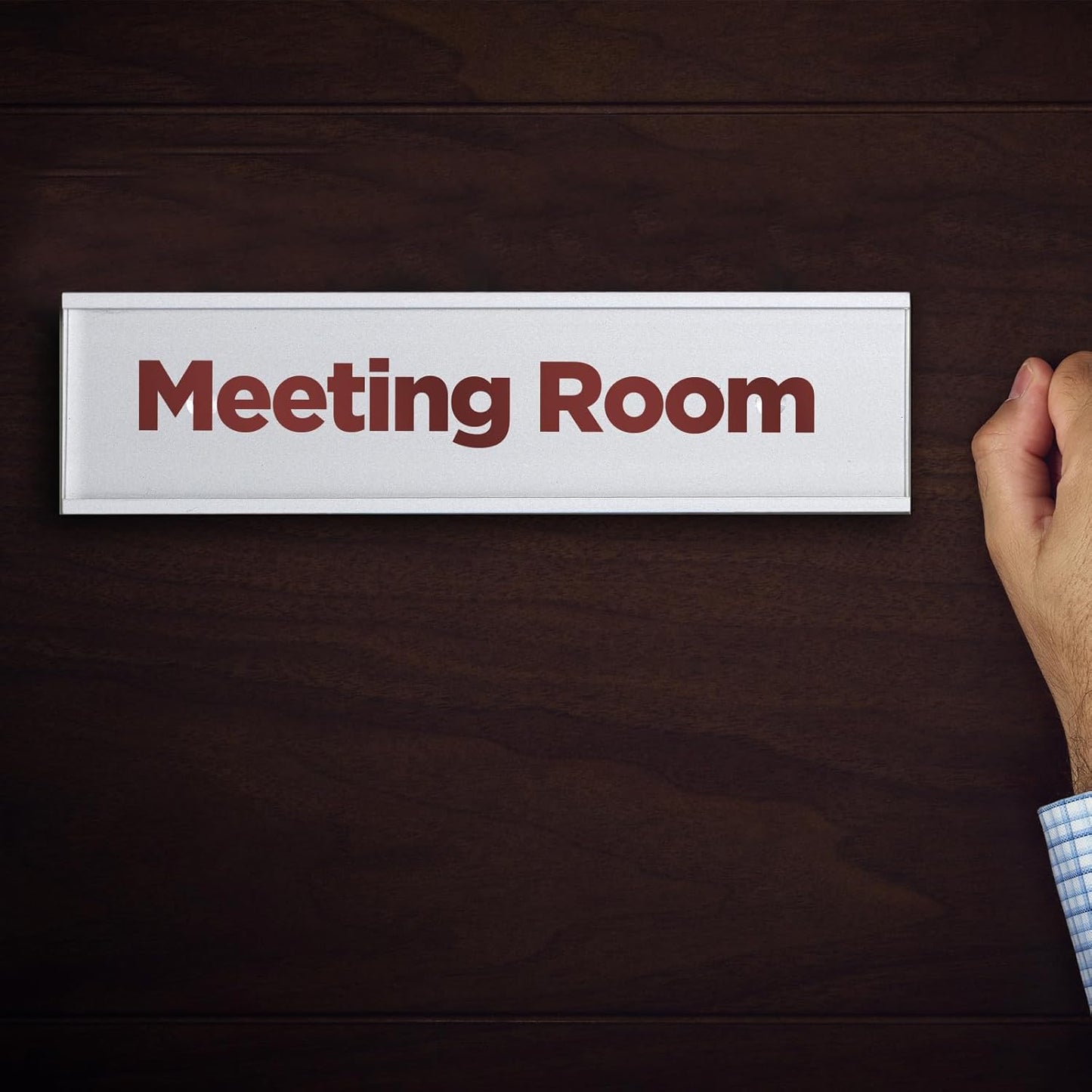 Thyle 10 Pcs Wall Nameplate Holder with Clear Insert Aluminum Door Name Plate Holder Wall Mount Door Sign for Display Offices Businesses Department Meeting Room Cubicle(Silver,2 x 8 Inch)