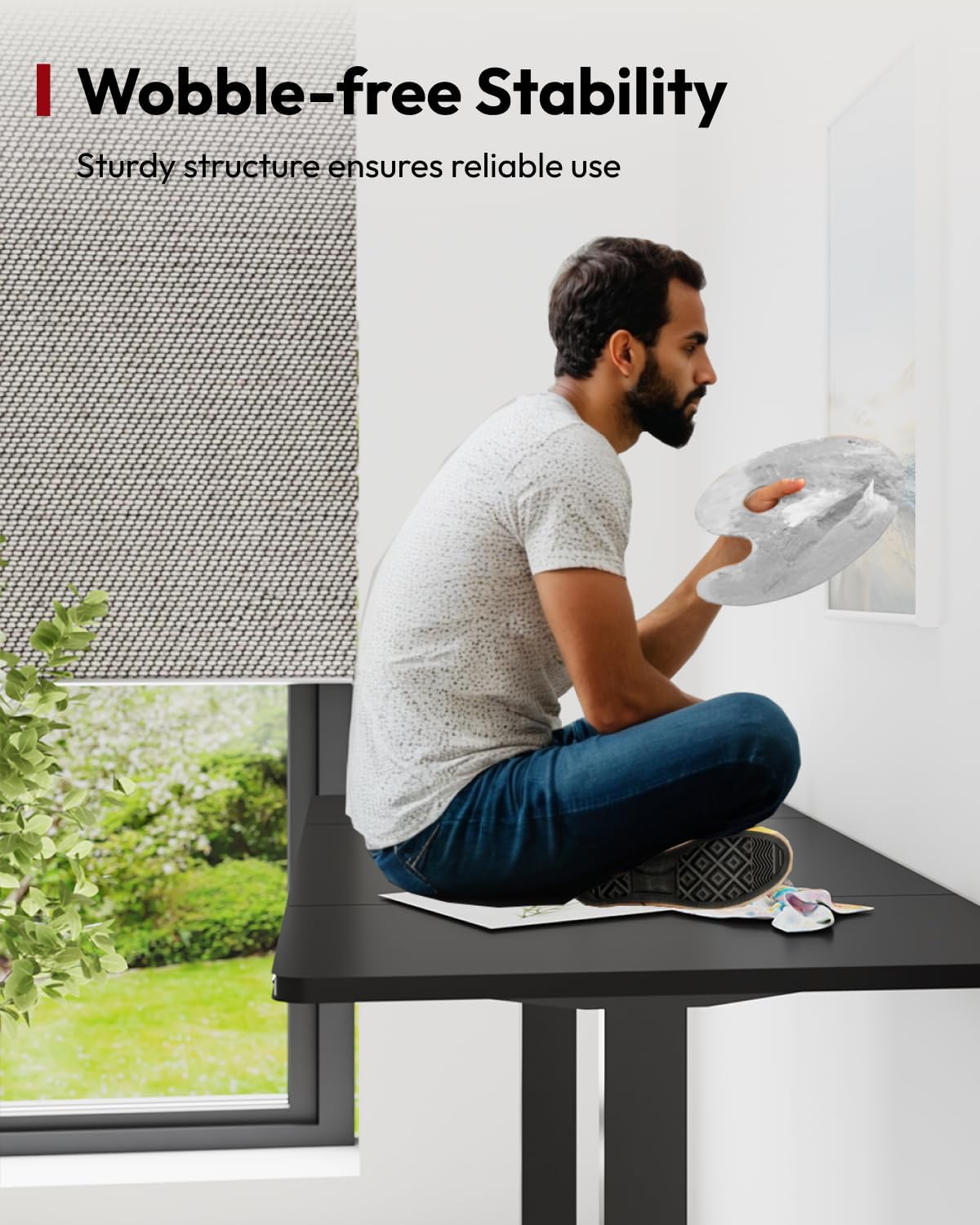 SANODESK Standing Desk Height Adjustable Electric Stand up Desk 79x32 Inches Sit Stand Home Office Desk with Splice Board, Black Frame/Black Top