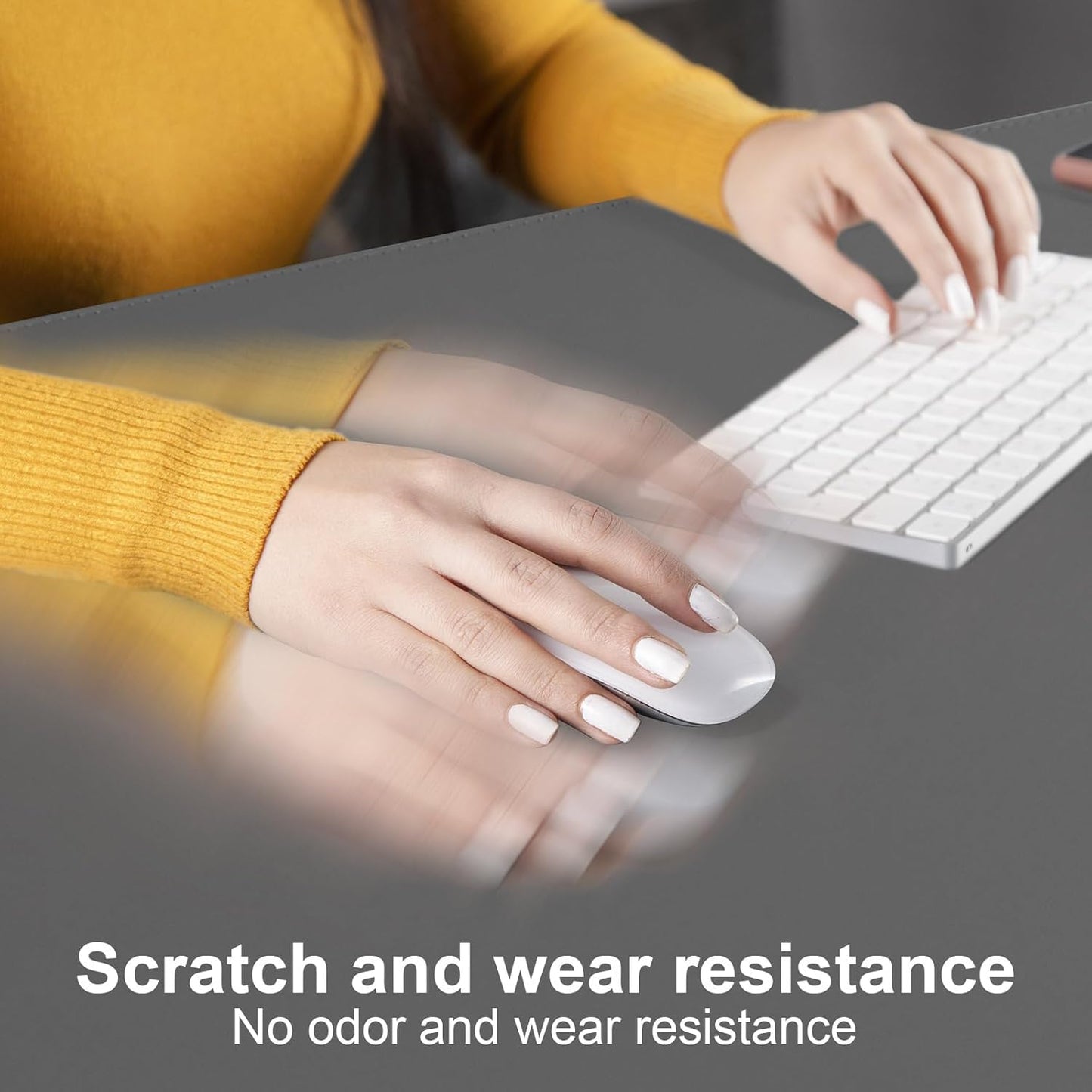 DAWNTREES Desk Mat Protector,PU Leather Desk Pad,Non Slip, Large Mouse Pad and Keyboard Mat, Waterproof Writing Pad for Office and Home (Dark Gray,47.2''x23.6'')