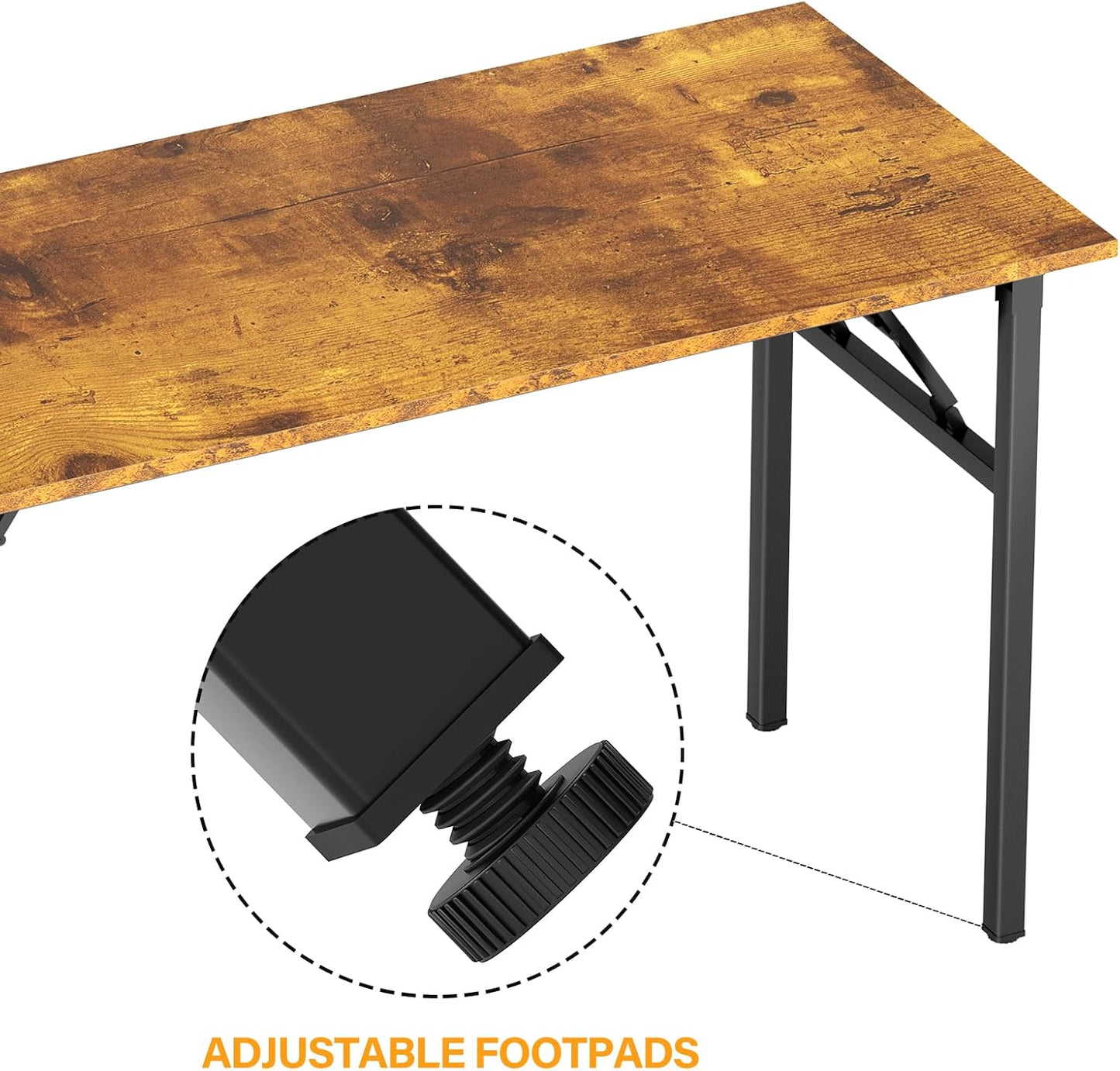 DlandHome Computer Desk Folding Table 39.4 inches Writing Desk for Small Space Folding Desk Laptop Desk No Assembly Required Retro&Black