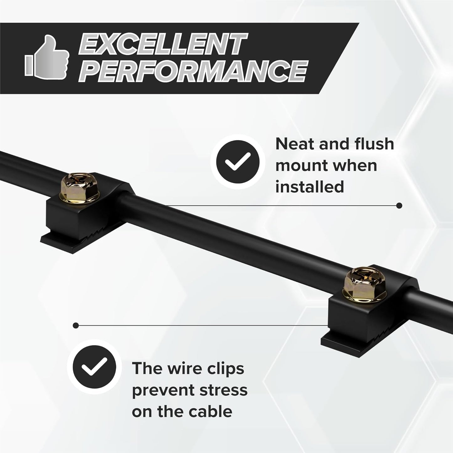 THE CIMPLE CO Wire Clips, Single Cable Wall Clip, Coaxial, Cat6, Electrical Wire, Ethernet, 1/4 in (6 mm) Screw Fastener, 100 Pack, Black
