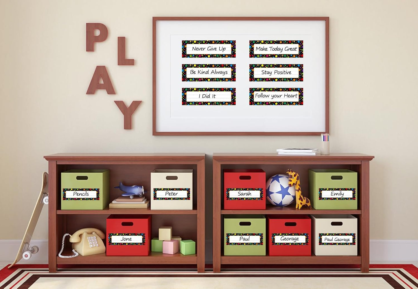 FaCraft 36Pcs Desk Name Plates for Classroom School - Waterproof Confetti Student Desk Name Tags for Classroom Nameplates Stickers Labels for Kindergarten Elementary Back to School Teacher Supplies