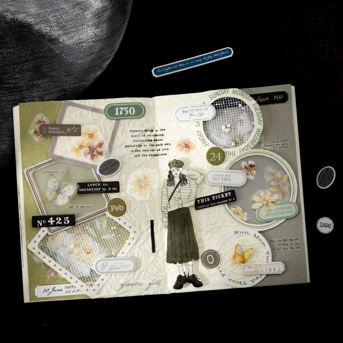 Label Sticker Set, 516PCS Cardstock Stickers for Scrapbooking, Journaling, DIY Crafts - Numbers, Letters, and Phrases