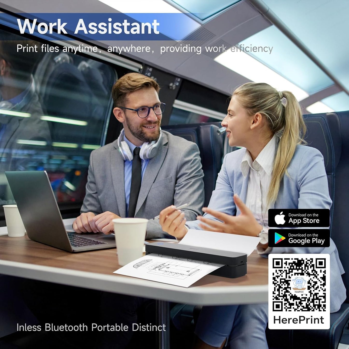 iDPRT Portable Printer Wireless for Travel - 203DPI Bluetooth Mobile Printer Support for 8.5"x11" US Letter, Inkless Compatible with iOS, Android, Laptop for Office, Car and Home, School