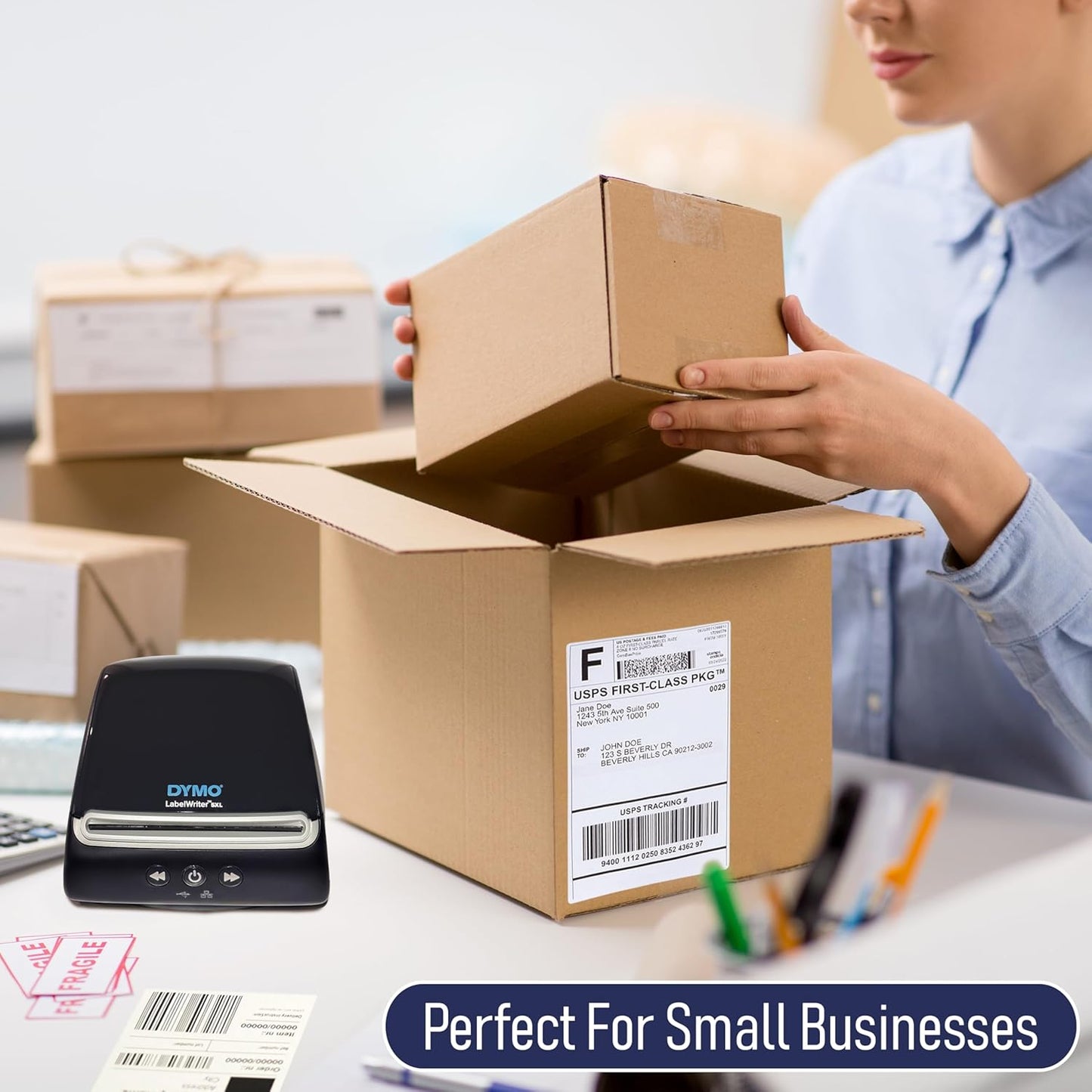 Dasher Products Thermal Shipping Labels with RFID Chip Compatible with Dymo LabelWriter 5XL 1744907 4x6 Internet Postage Labels, Water Resistant, Strong Adhesive, Perforated, 220 per Roll (4 Pack)