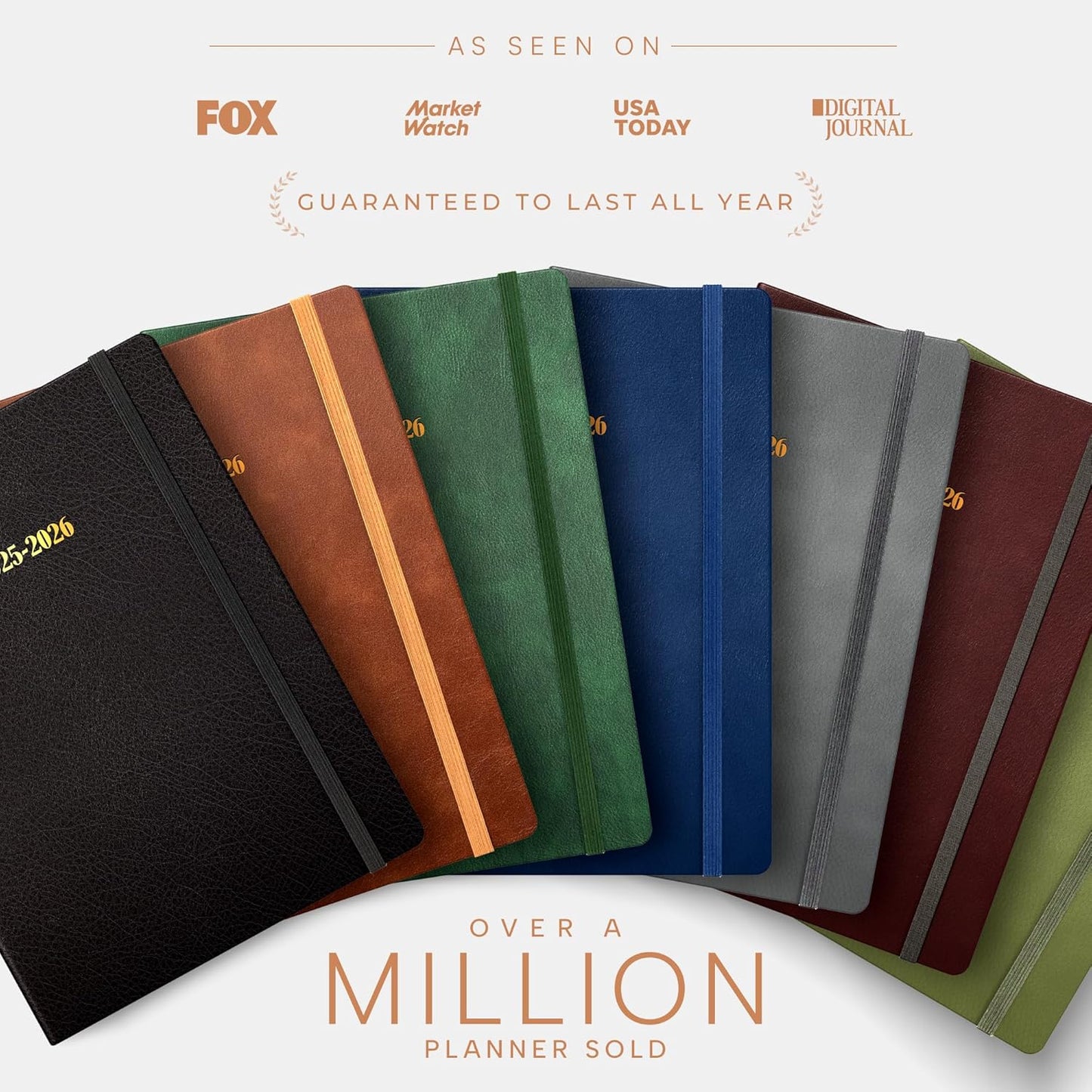 Ensight 2025-2026 HARDCOVER Leather Planner Weekly & Monthly - 6.5x8.5 Inches - Academic Planner Business Personal or Student - Pen Holder, Thick Paper, July 2025 - June 2026 (Olive Green)