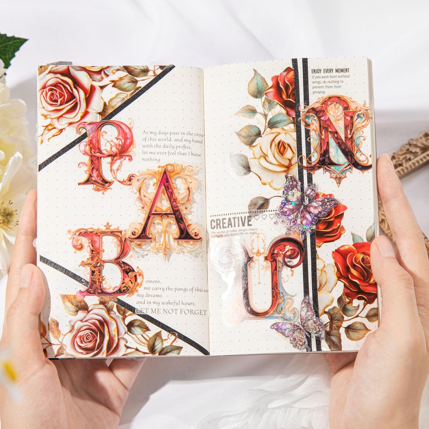 Baroque Alphabet Scrapbook Stickers Set, 156PCS Letters Ephemera for Scrapbooking, Junk Journaling, Crafting, DIY Projects, Diaries, and Art Supplies