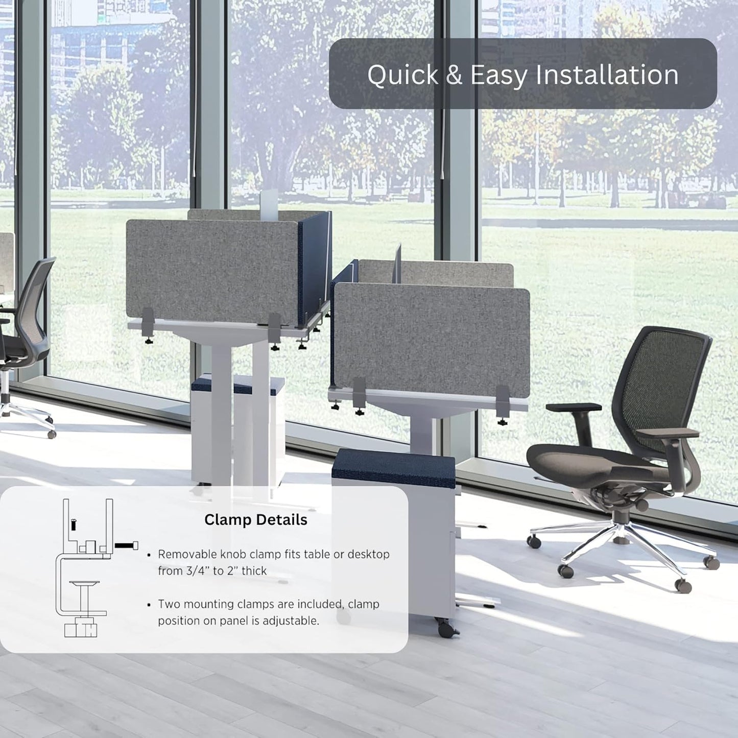 Sound Absorbing Panel and Sound Proof Privacy Shield - Cubicle Wall, Desk Divider for Students and Office (Light Grey, 23" W x 18'H)