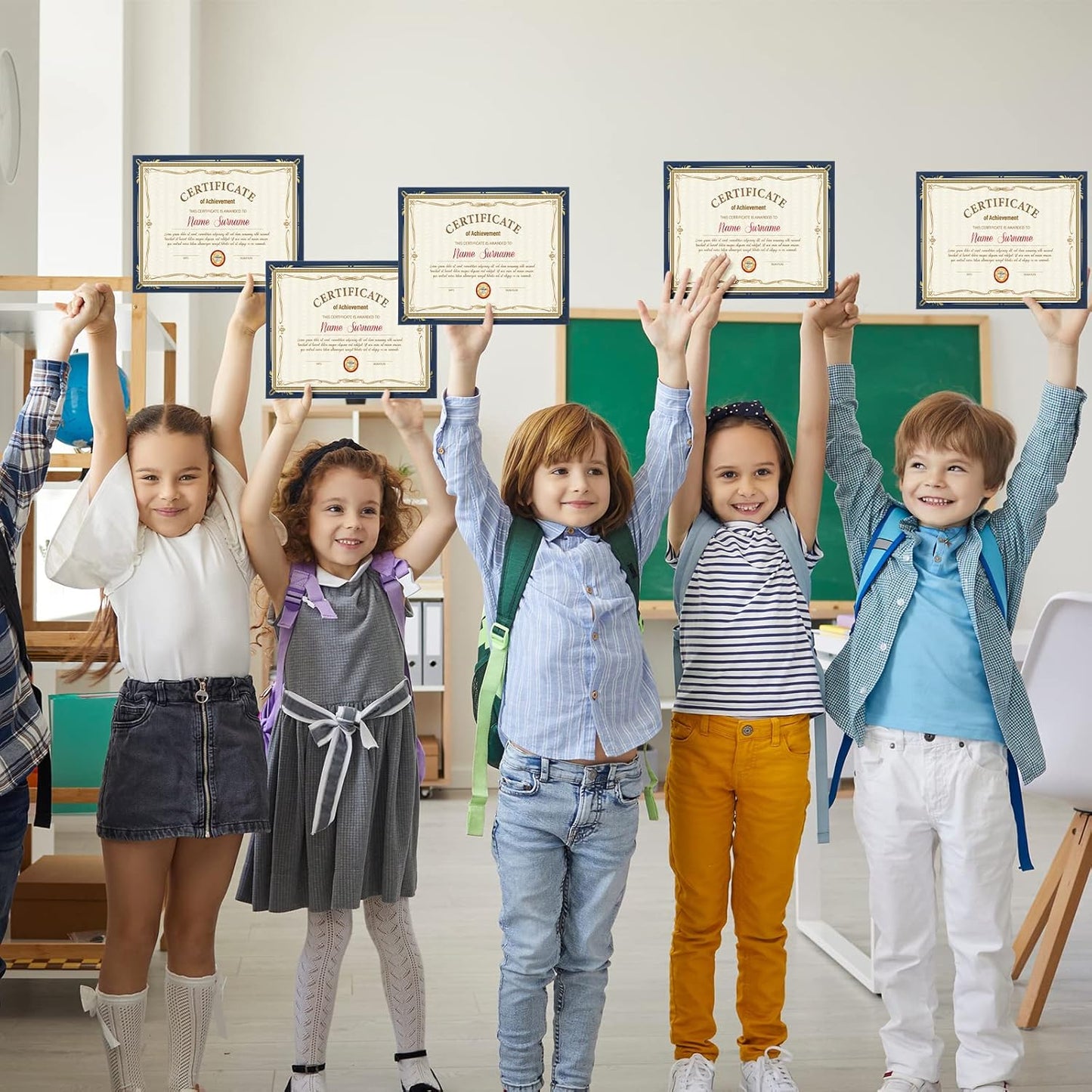 Fainne 100 Pcs Certificate Holder Foil Border Bulk 8.5 x 11 Inch Single Sided Award Diploma Cover for Letter Size Cardstock Document Paper Graduation School Marriage Supplies