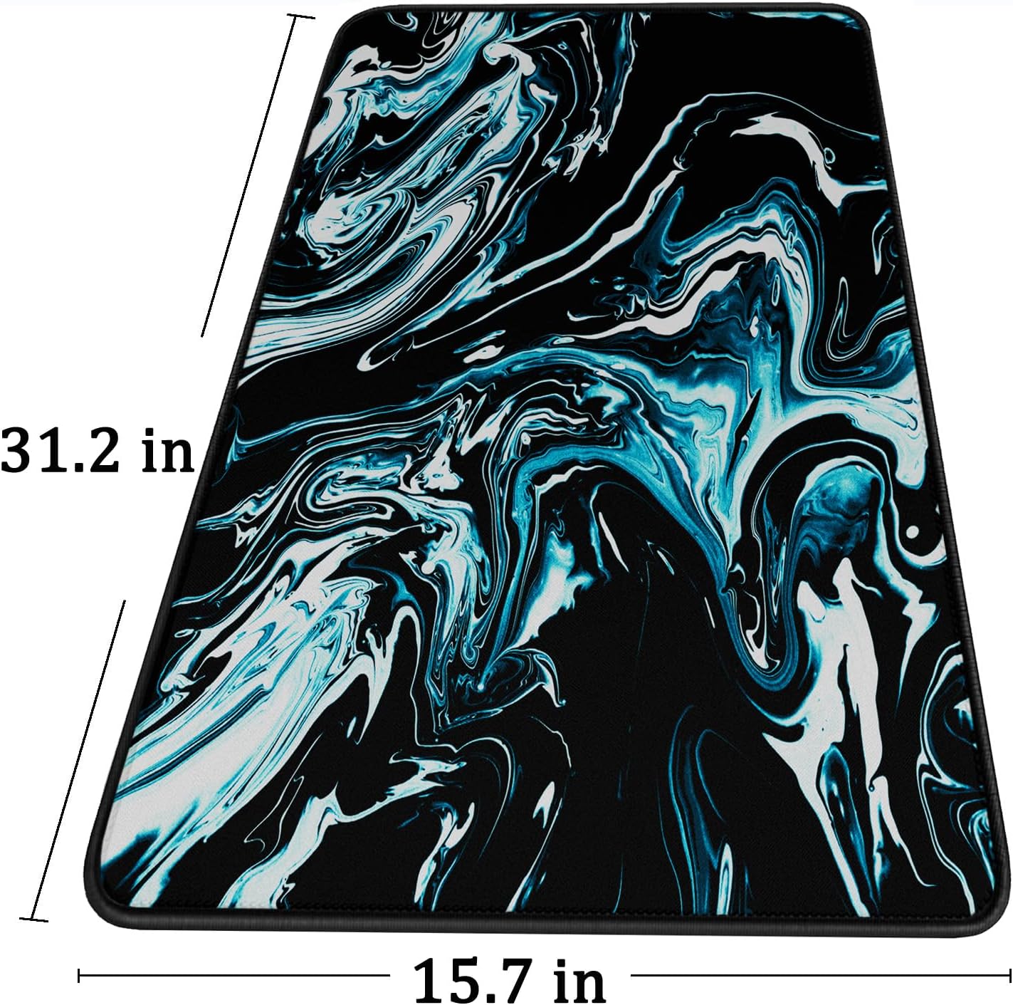 Gaming Mouse Pad with Stitched Edges, Durable Non-Slip Natural Rubber Base, Waterproof Computer Keyboard Pad Mat for Esports Pros/Gamer/Desktop/Office/Home - Marble Cyan