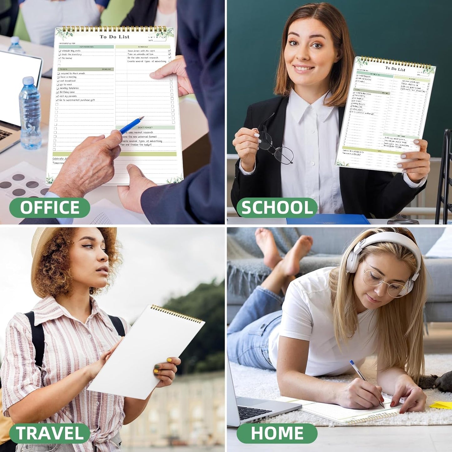 To Do List Notepad Undated, Daily To Do List Notebook (8.5"x 11") Spiral Daily Task Hourly Schedule Planning Pad with Checklist Suitable for Office, Home and School 104 Pages