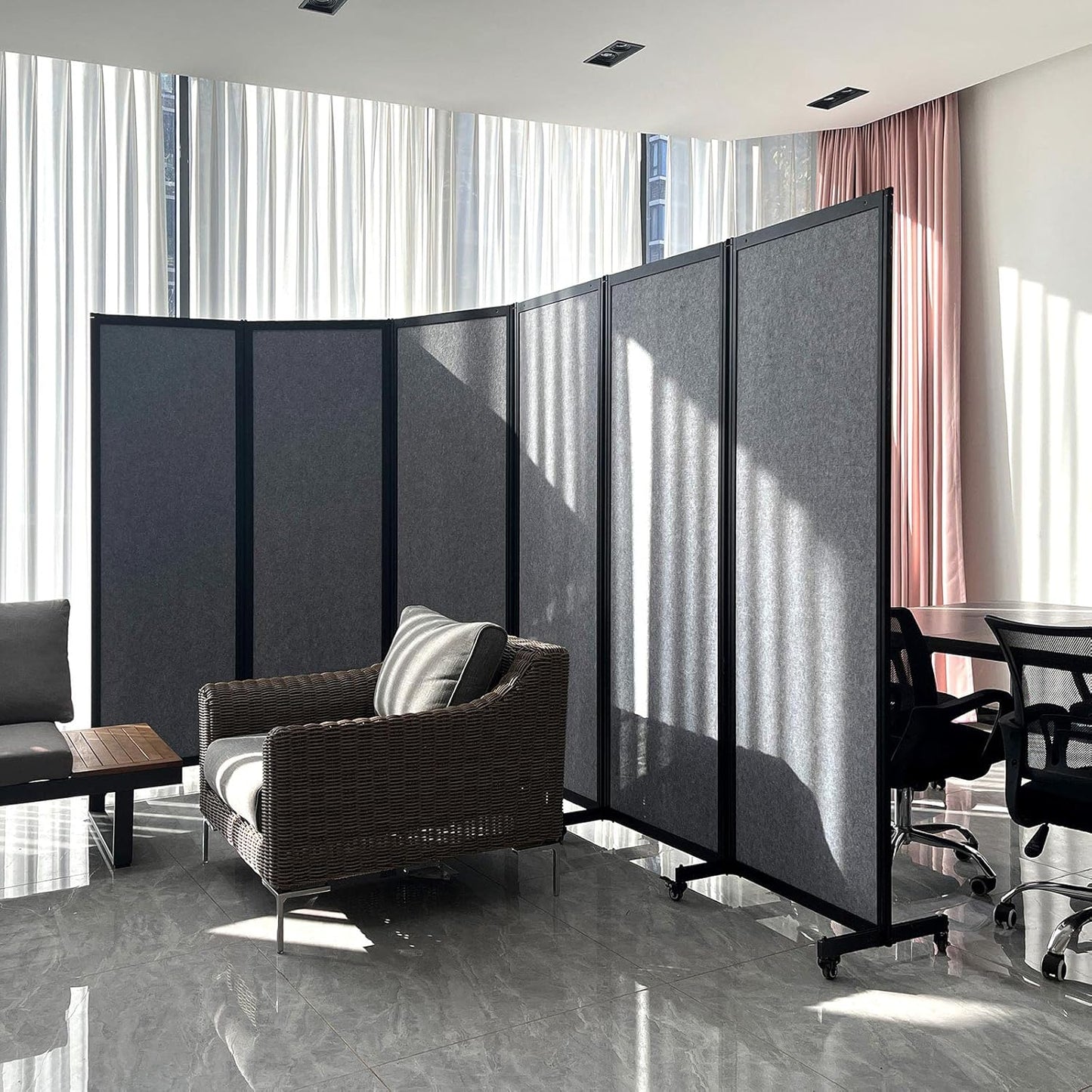 Room Partition,Office Divider,Portable Commercial Screen Dividers,Privacy Partition Separator,Classroom School Dividers,8'5"W x 6'7"H,4 Panel,Grey