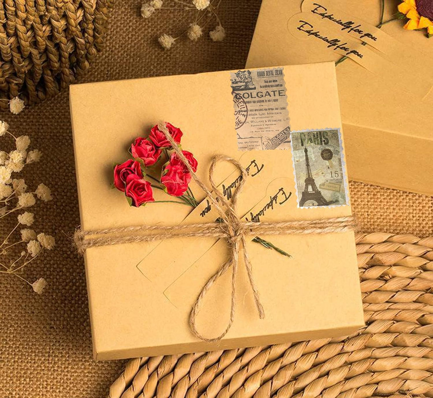 60pcs Vintage Postage Stamp Stickers, Aesthetic Modern Deco Paper Sticker for Scrapbooking, Journaling Supplies, Planners, Kid DIY Art Crafts