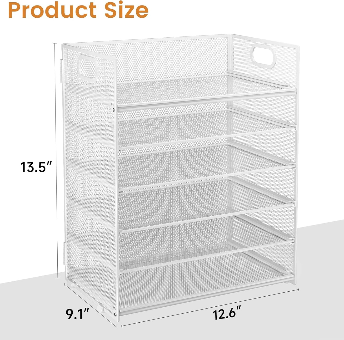 Subekyu 6-Tier Desk Paper Organizer, Desktop File Letter Tray with Handle, Document Sorter and Accessories Holder for Office, Home and School Workspace Organizers, White - 2 Pack