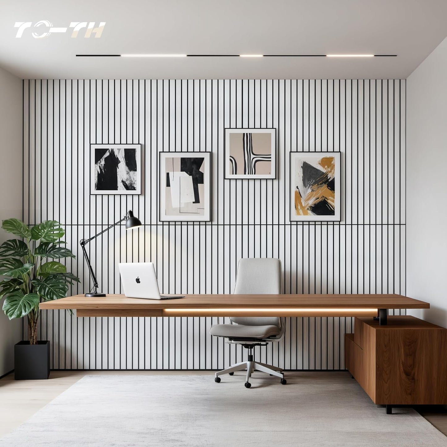 TO-TH Wood-Look Acoustic Panel, 4 Pack 47.2” x 23.6” Soundproof Wall Panels, Decorative Sound Absorbers Large Acoustic Panels for Home, Office, Basement, White Oak