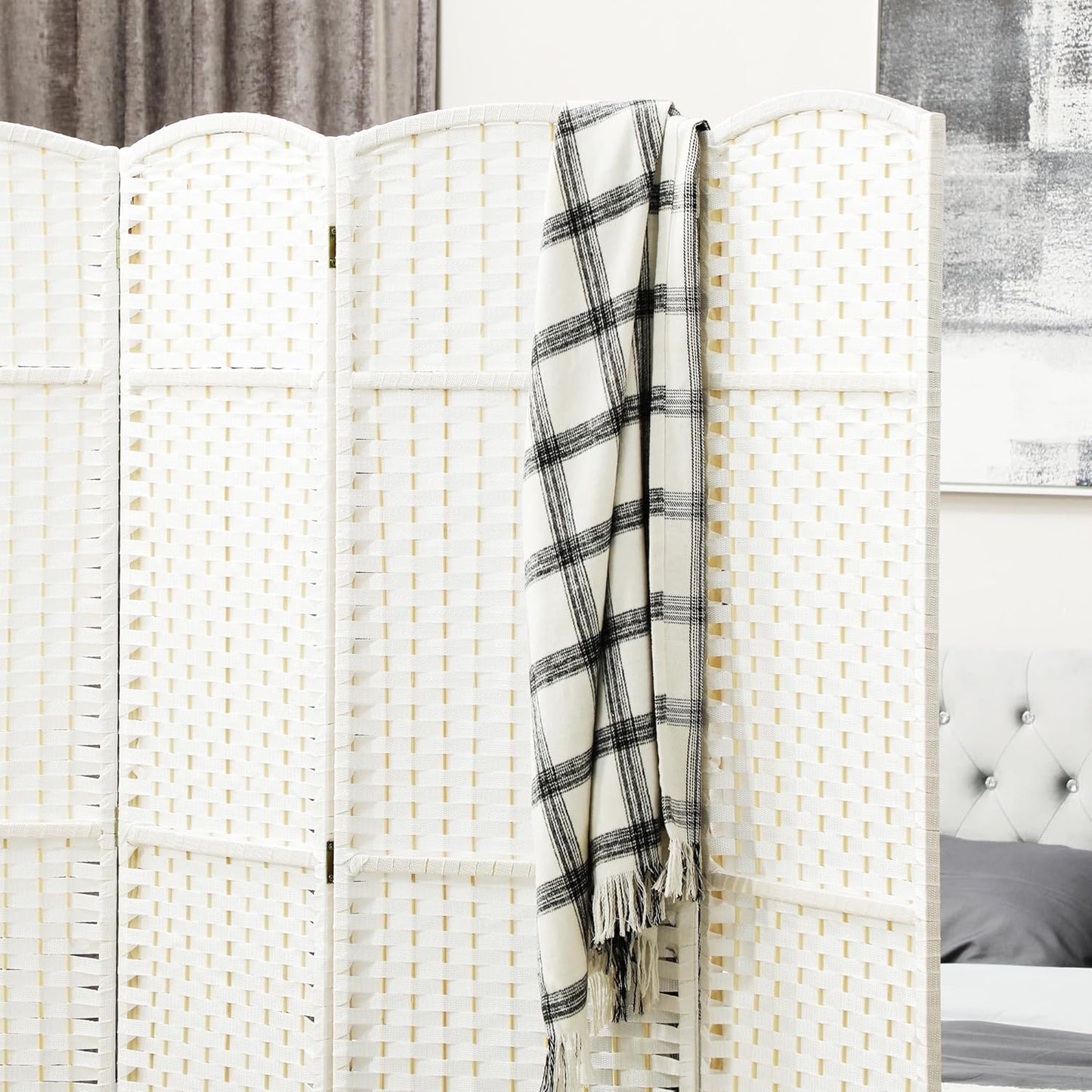 HOMCOM Room Divider, 4 Panel Folding Privacy Screen, 5.6' Tall Freestanding Wall Partition for Home Office, Bedroom, White