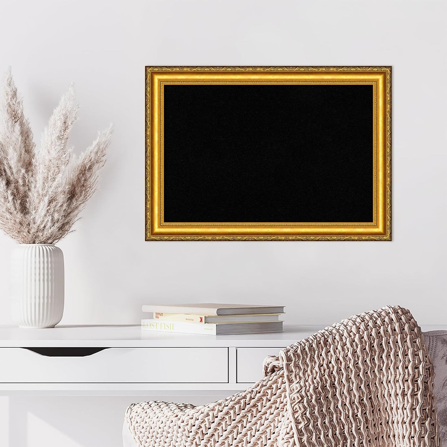 Amanti Art Black Cork Board for Wall, 20x28 Vision Board with Gold Wood Frame, Medium Corkboard Office Decor for Home Organization, Traditional Corkboard Pinboard to display items for home