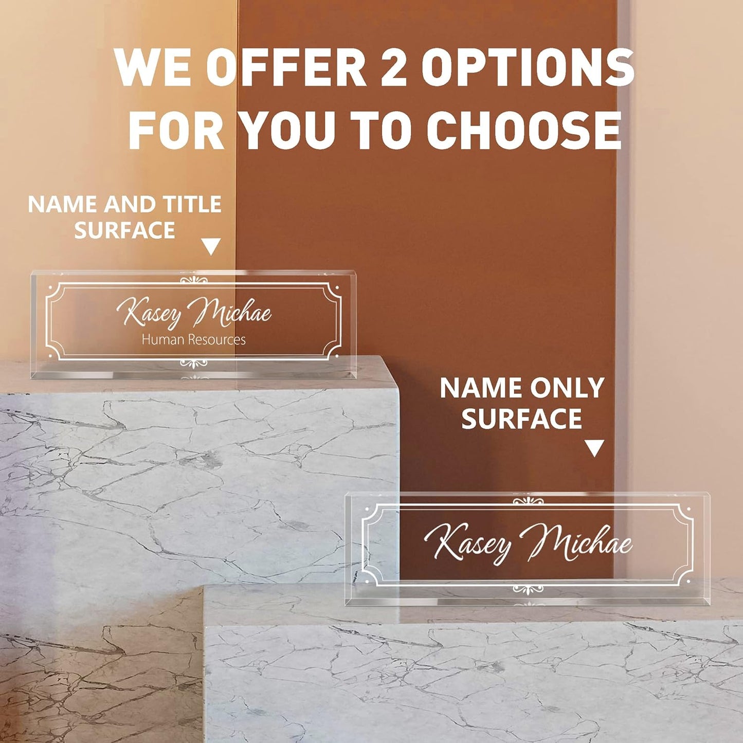 Gowellly Desk Name Plate Personalized - Custom Acrylic Name Plate for Desk - Enterprise Custom Logo/Text nameplates - Employee Appreciation Gifts (engrave-4)