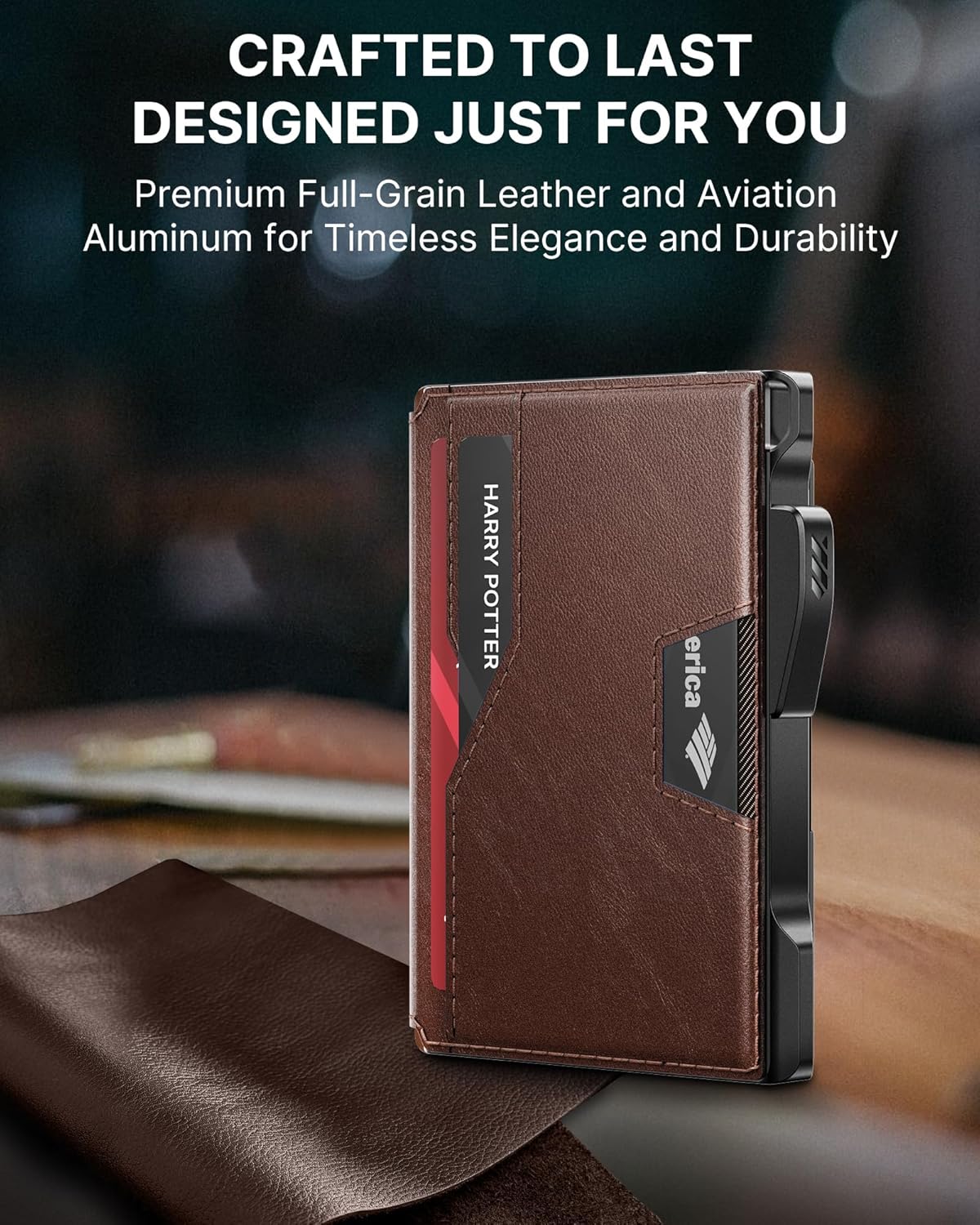 typecase Pop Up Wallet: Slim Wallet with Money Clip, Rfid-blocking, Minimalist, Small, Thin, Compact Card Case, Magnetic Bifold, Front Pocket Wallet, 9-13 Card Capacity, Mens Gifts Wallet - Brown