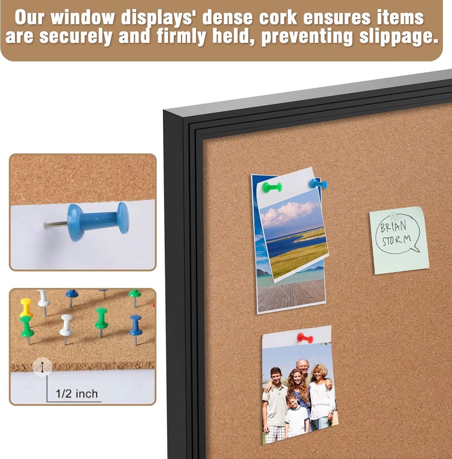 48"x30" Enclosed Bulletin Board, Outdoor Lockable Weather-Resistant Aluminum Cork Noticeboard for School & Office, Silver Frame w/Black Flet
