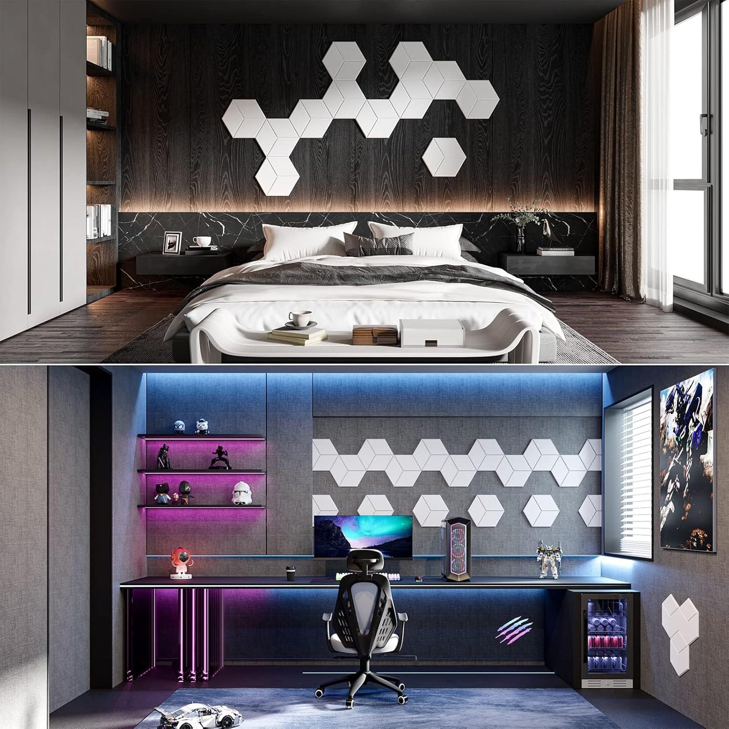 12 Pack Self-adhesive Acoustic Panels 12" X 10" X 0.4" - Sound Proof Foam Panels with High Density, Stylish Y-Lined Design, Flame Resistant, Absorb Noise and Eliminate Echoes(White)