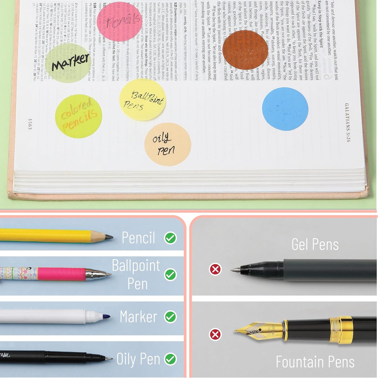 Mr. Pen- Transparent Sticky Note Set, 1120Sheets, Colorful, Round Transparent Sticky Notes Set