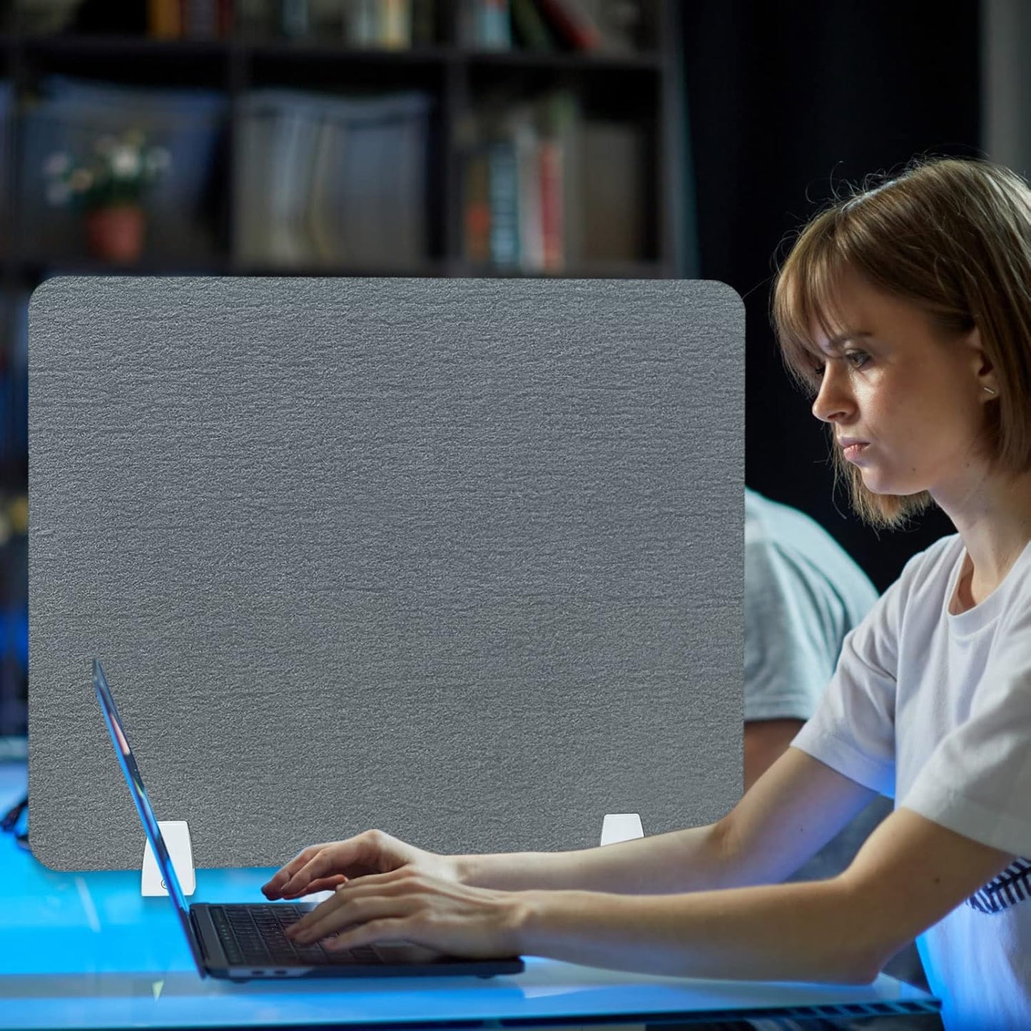 6 Pcs Desk Divider Privacy Panel 20 x 24 Clamp-on Acoustic Freestanding Desktop Partition Dividers with Aluminum Guard Clamps for Office Student Sound Proof Reducing Noise Visual Distractions(Gray)