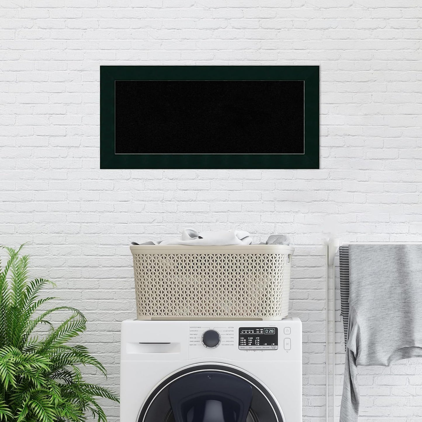 Amanti Art Black Cork Board for Wall, 16x34 Vision Board with Black Wood Frame, Medium Corkboard Office Decor for Home Organization, Modern Corkboard Pinboard to Display Items for Home Organization