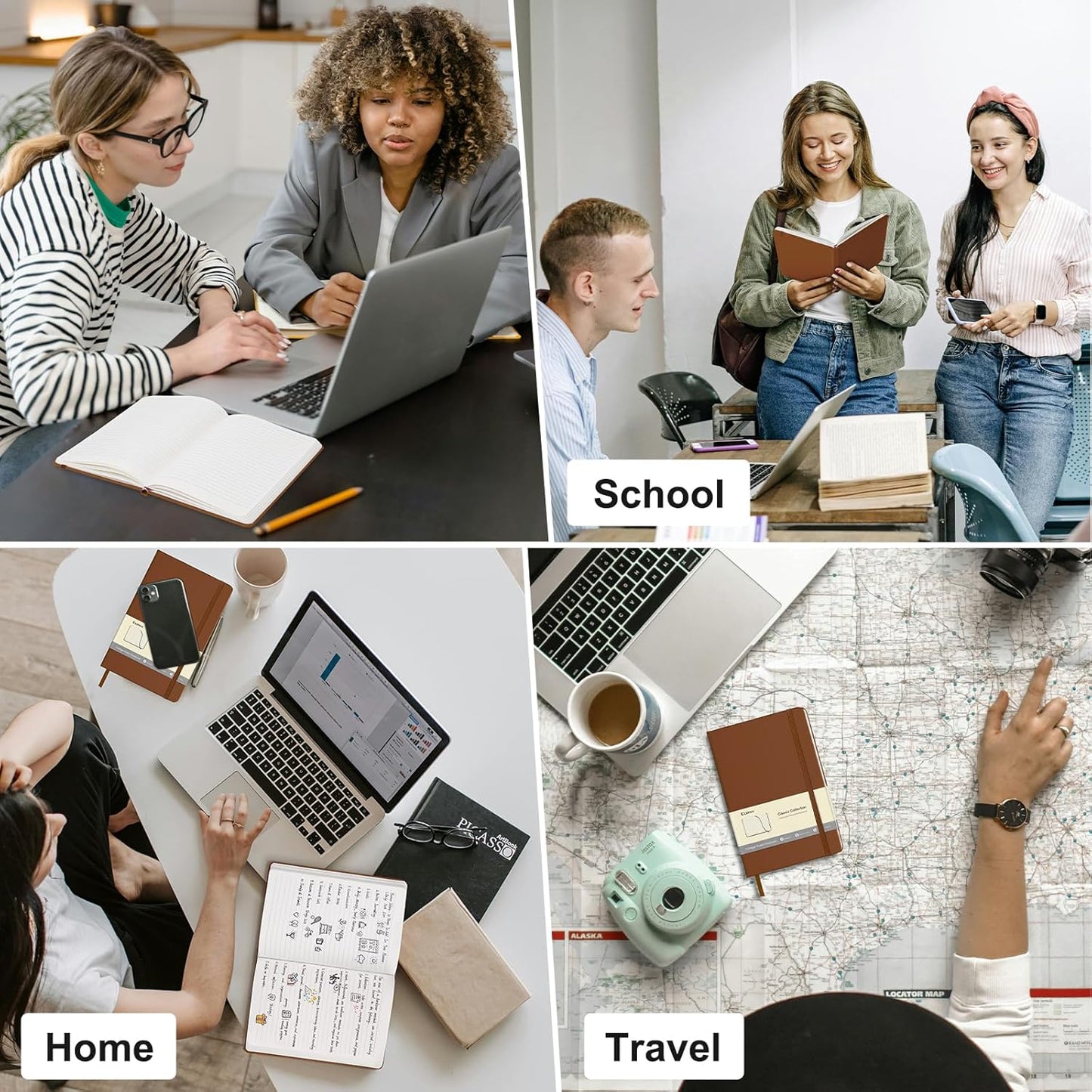 Comix Lined Journal Notebook for Women Men, Journaling Notebooks for Office School Home, Brown, 240 Pages, 5.5" x 8.3", College Ruled, A5, Hardcover